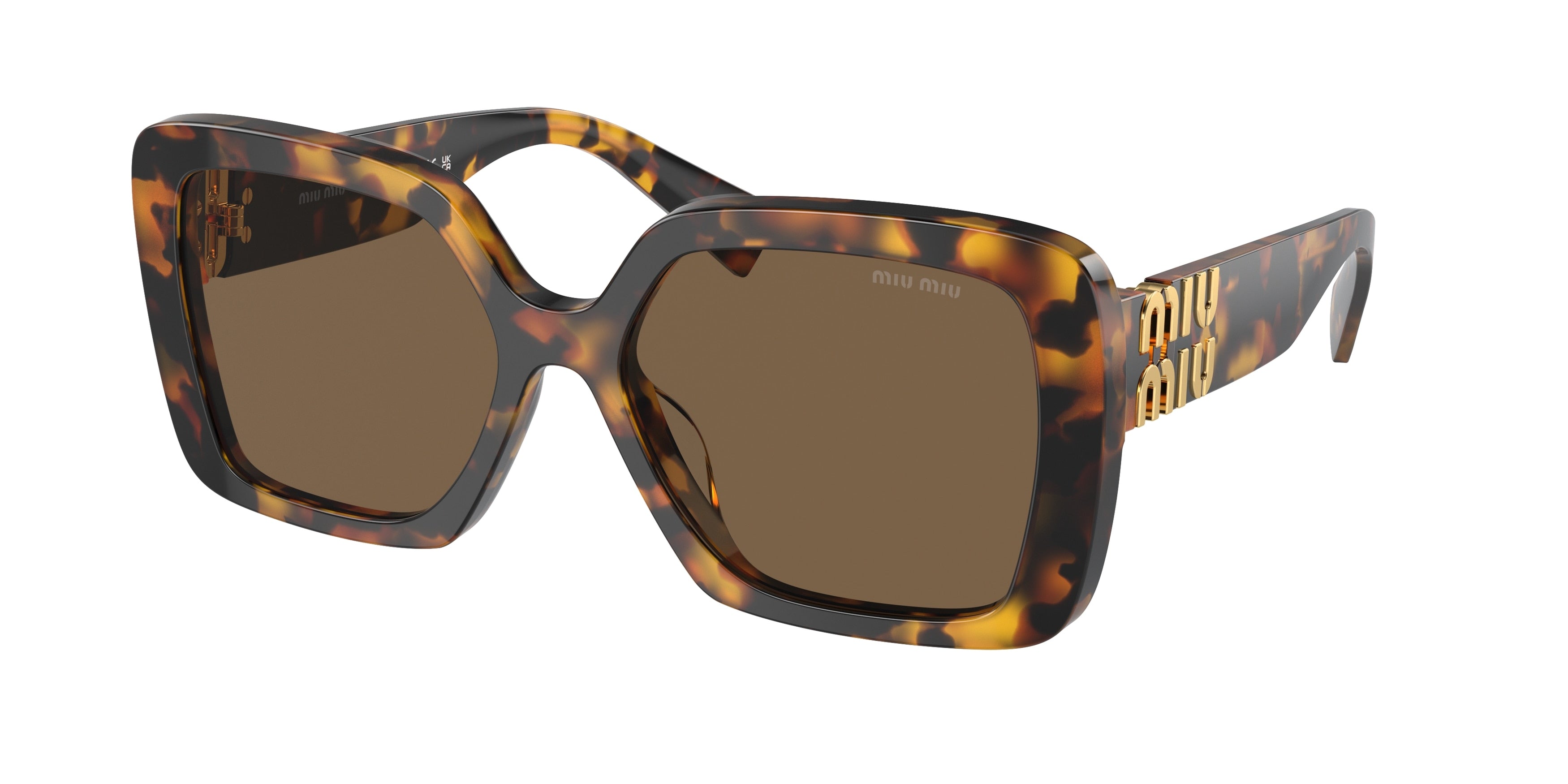 Miu Miu MU10YS Irregular Sunglasses VAU06B-Honey Havana 56-135-17 - Color Map Tortoise