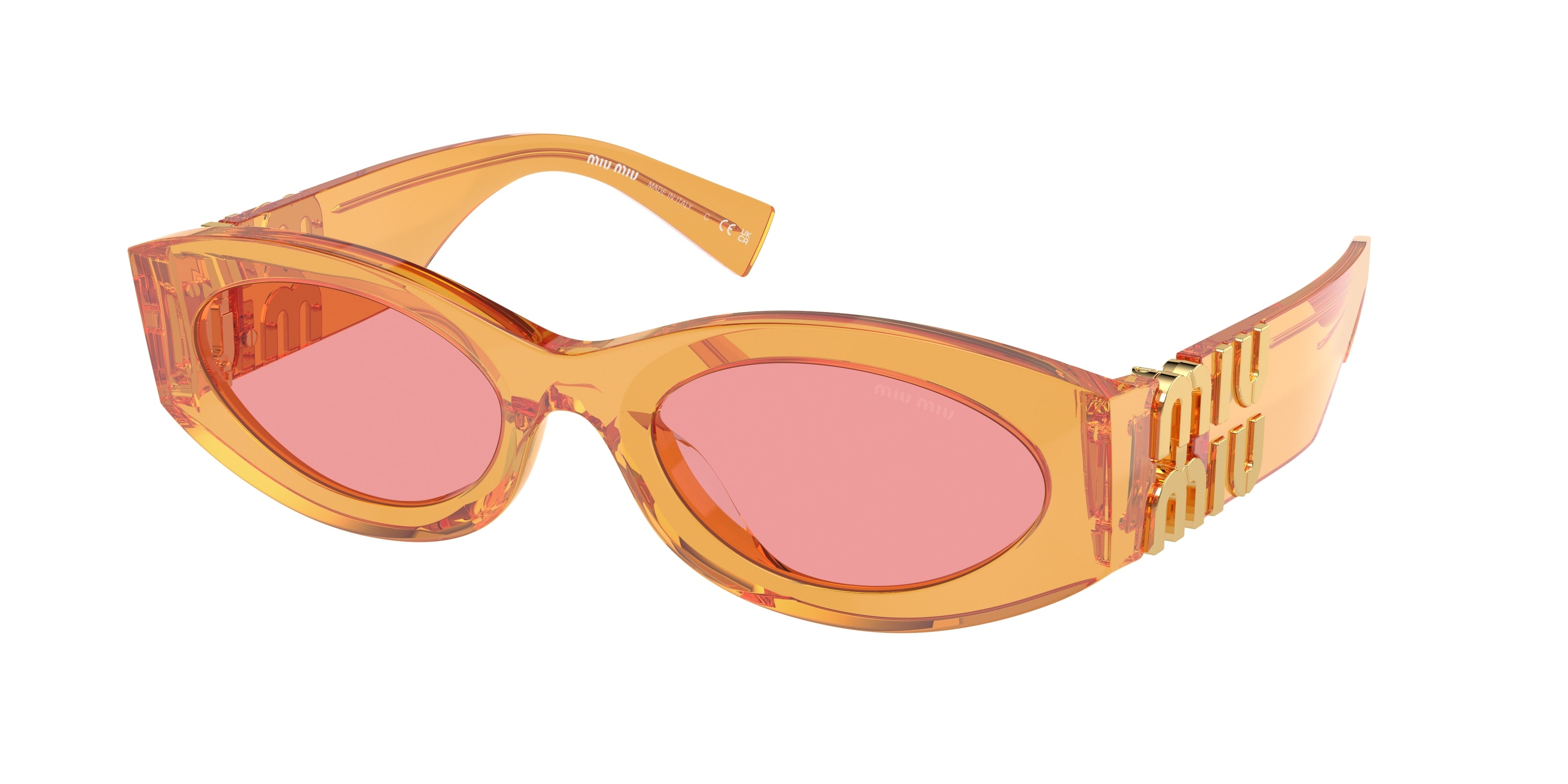 Miu Miu 0MU 11WS MU11WS Oval Sunglasses 12T1D0- 54-135-21 - Color Map Orange