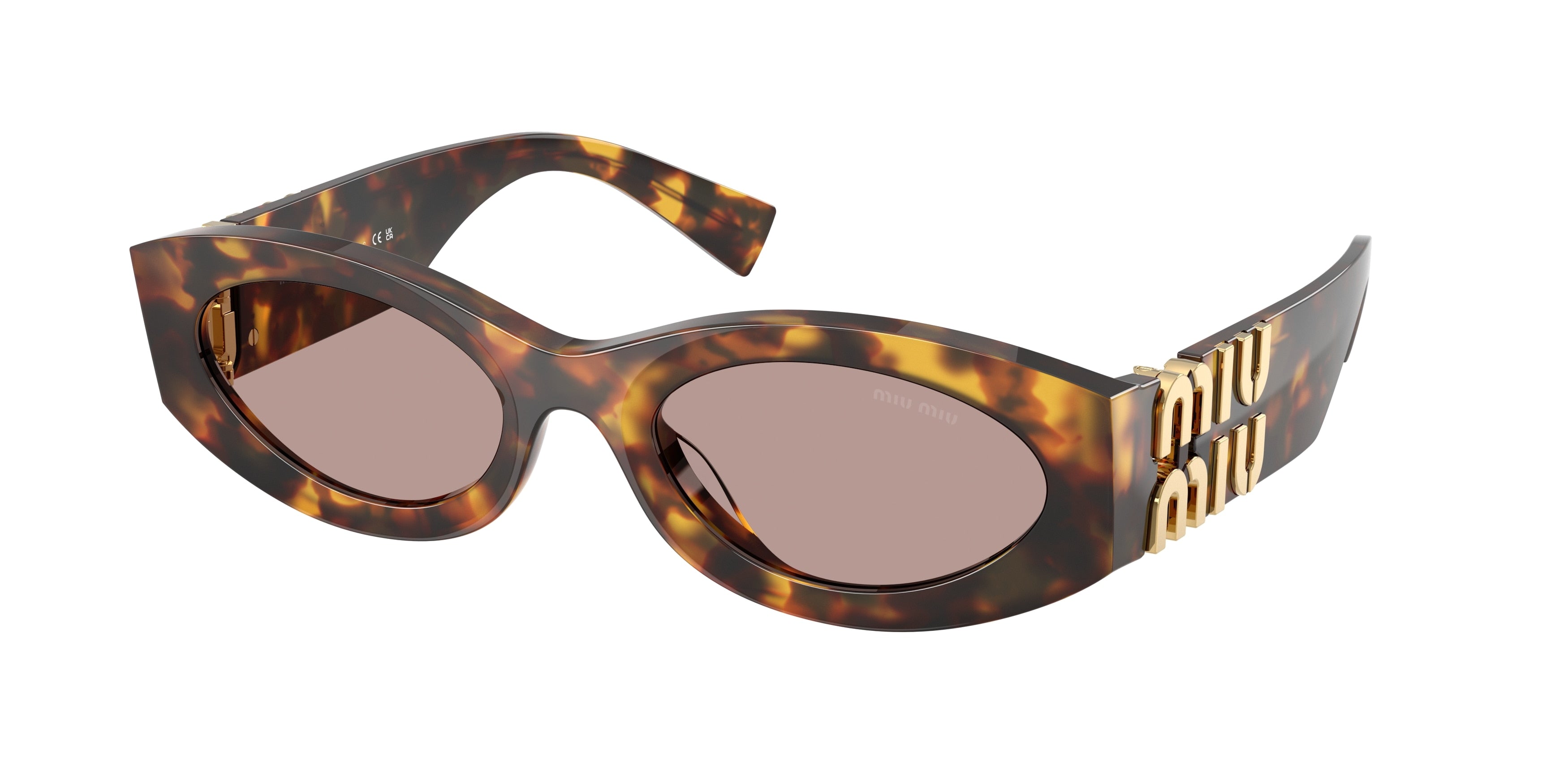 Miu Miu 0MU 11WS MU11WS Oval Sunglasses 14L20I-Honey Havana 54-135-21 - Color Map Tortoise