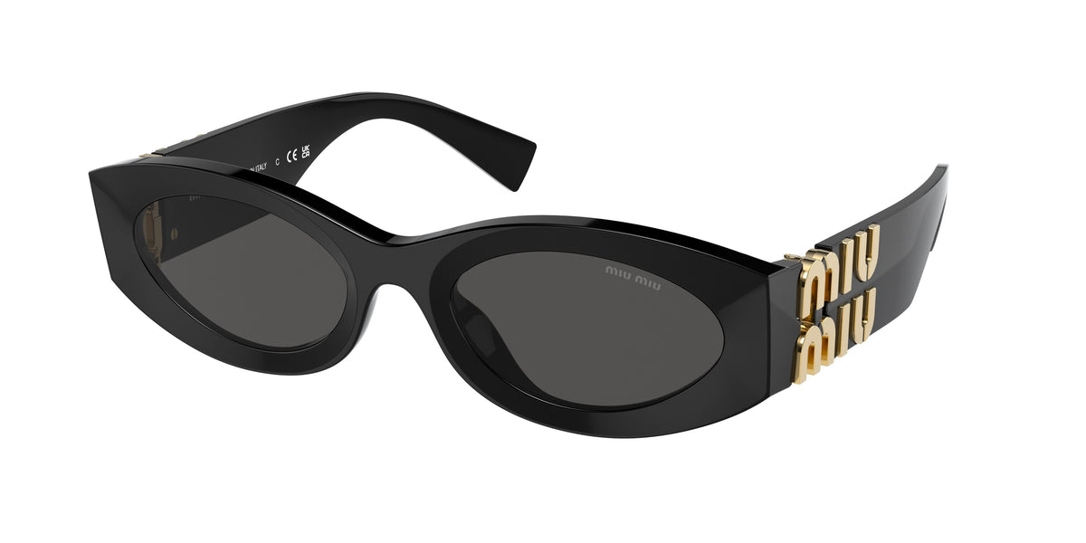 Miu Miu 0MU 11WS MU11WS Oval Sunglasses 1AB5S0-Black 54-135-21 - Color Map Black