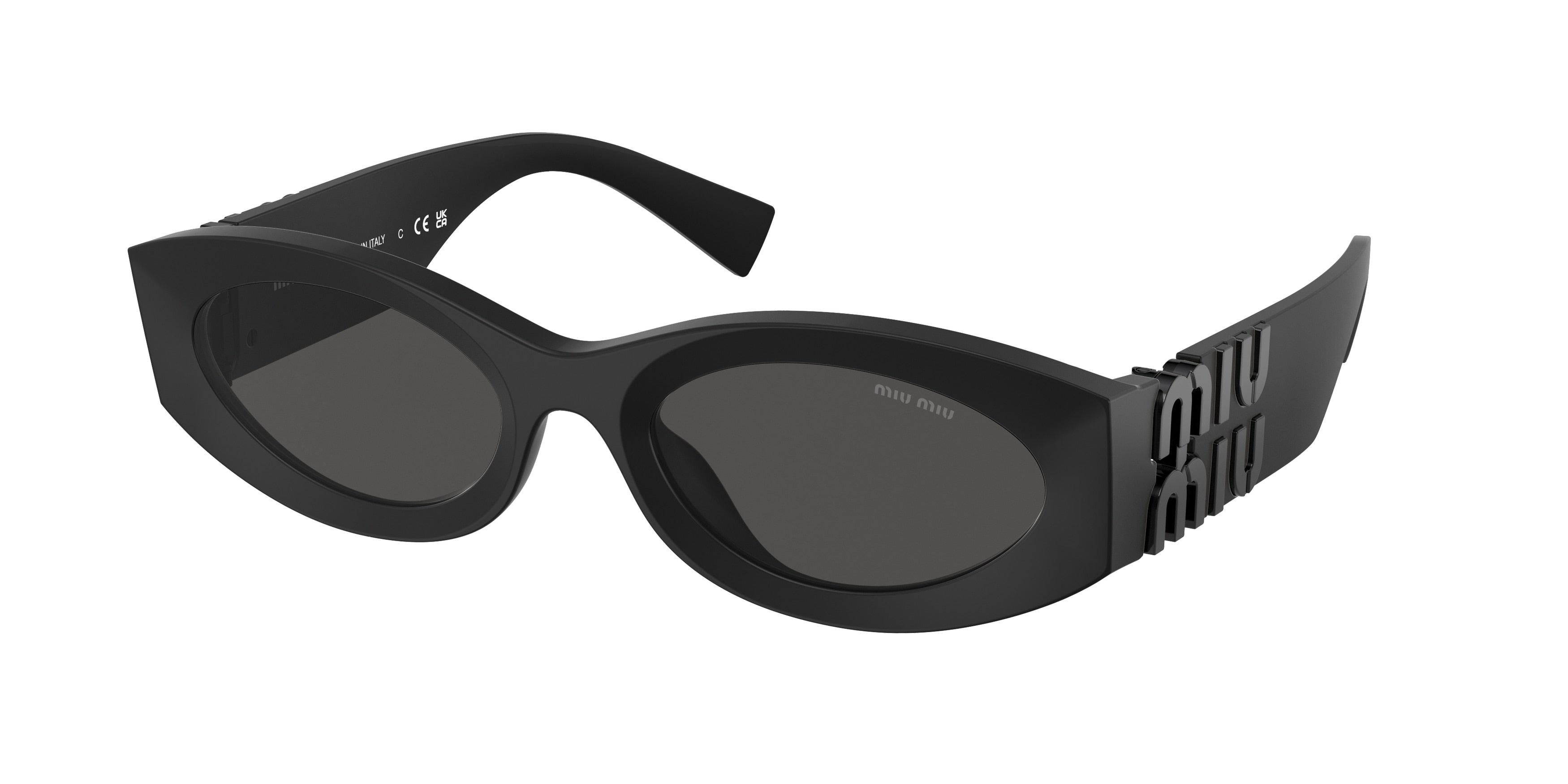 Miu Miu 0MU 11WS MU11WS Oval Sunglasses 1BO5S0-Matte Black 54-135-21 - Color Map Black