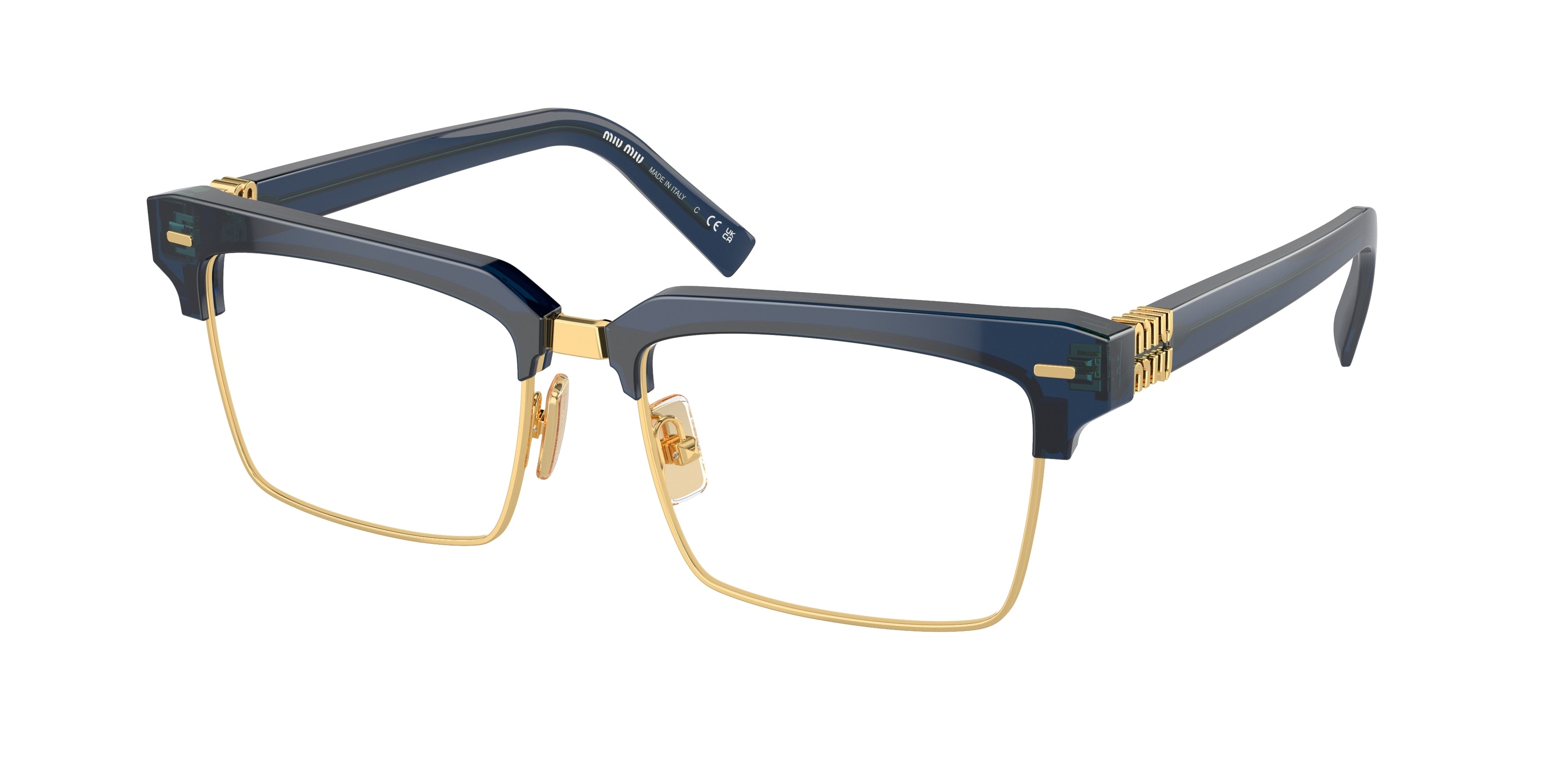 Miu Miu MU11XV Rectangle Eyeglasses  08Q1O1-Blue Crystal 54-140-17 - Color Map Blue