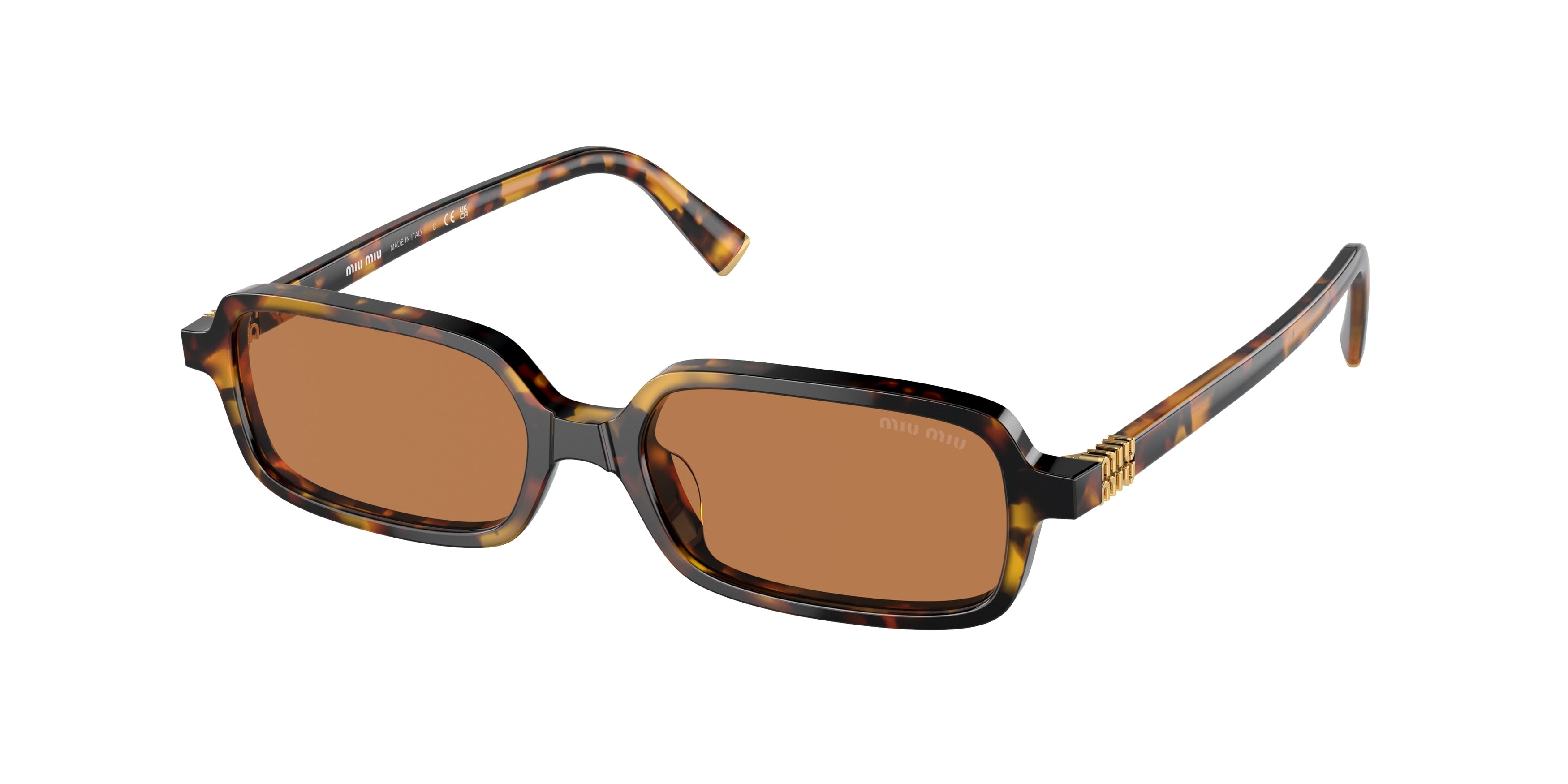 Miu Miu MU11ZSF Rectangle Sunglasses VAU2Z1-Honey Havana 52-140-15 - Color Map Tortoise