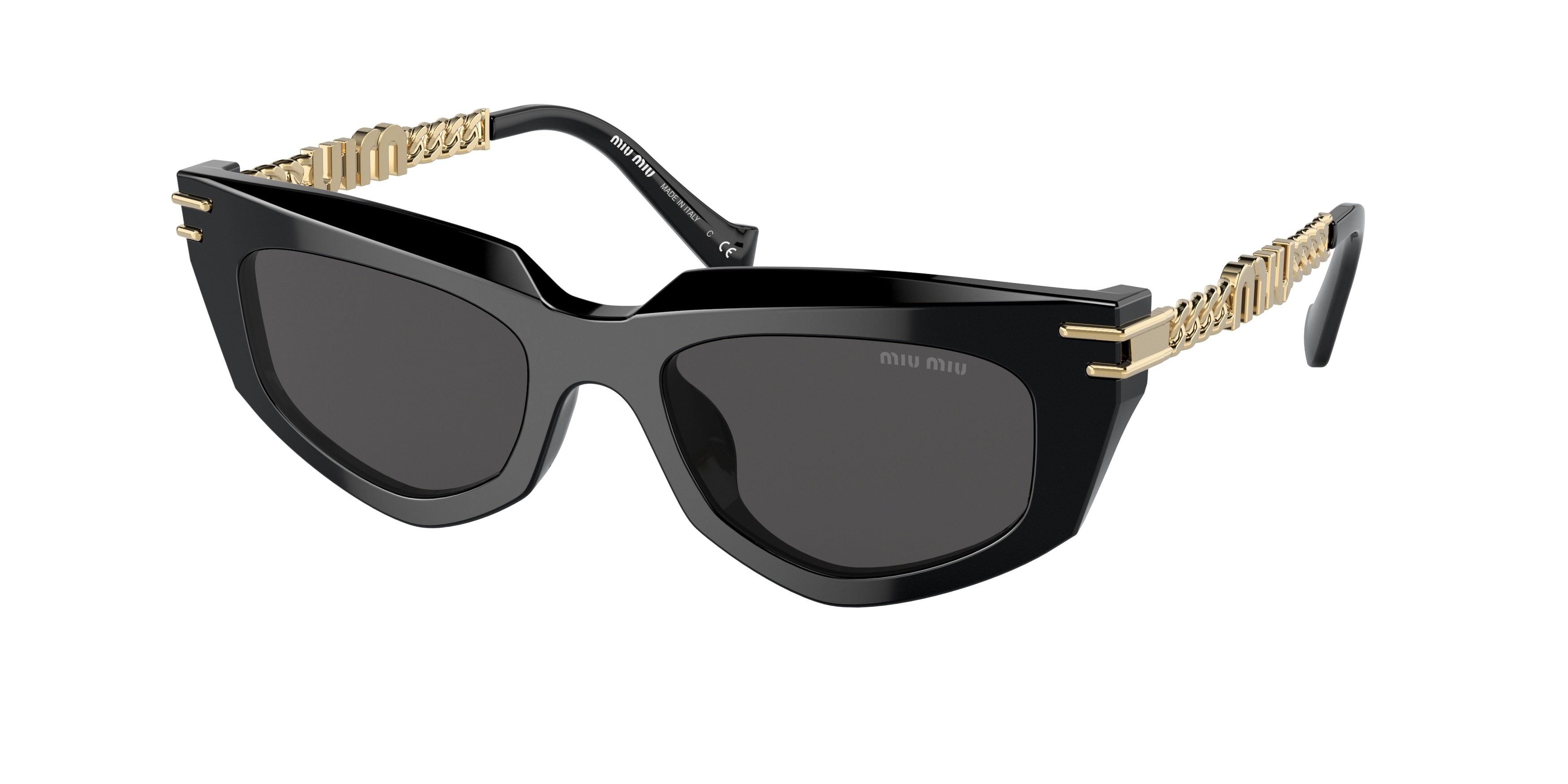 Miu Miu MU12WS Cat Eye Sunglasses  1AB5S0-Black 51-135-19 - Color Map Black
