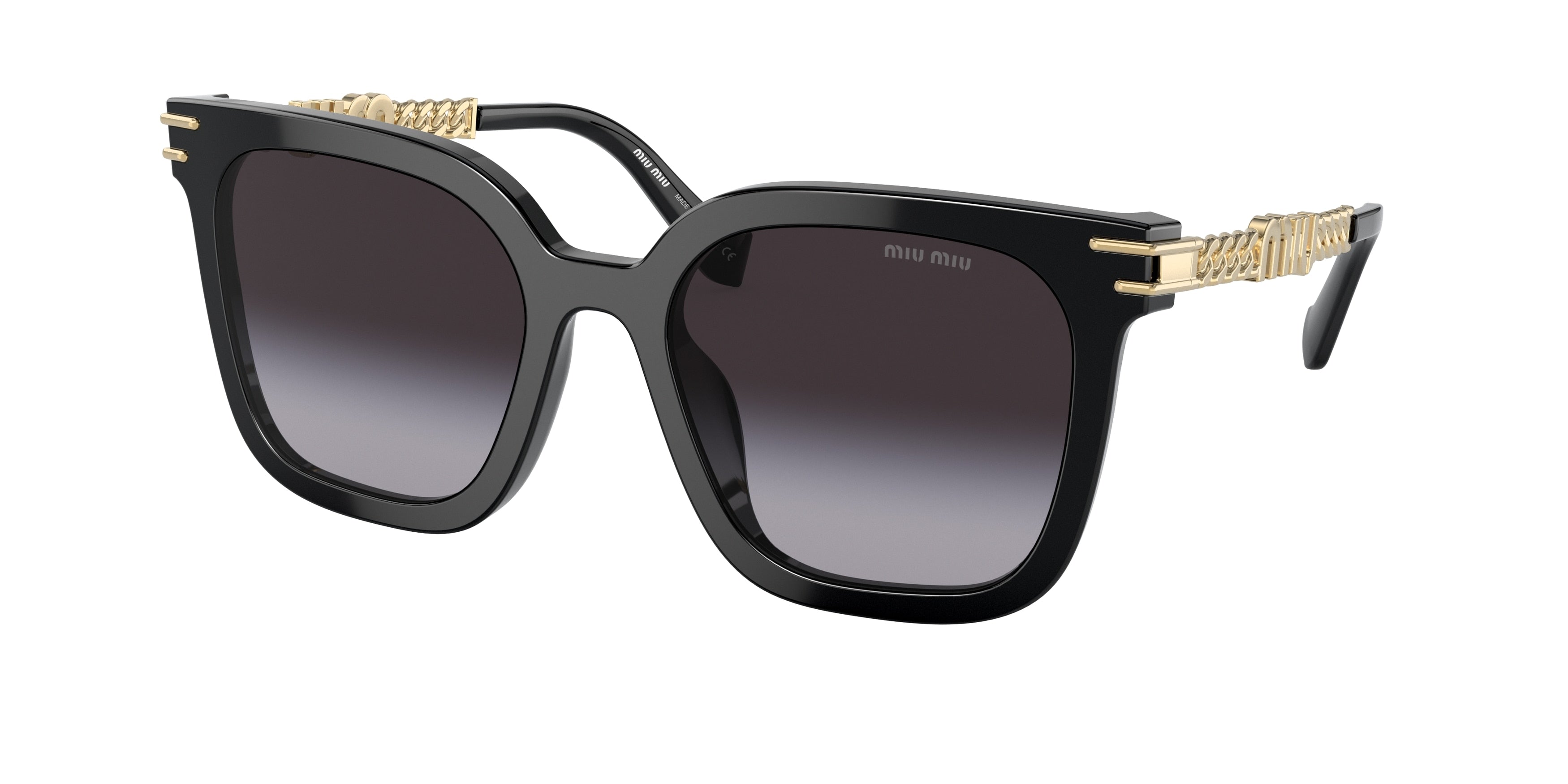 Miu Miu MU13WS Pillow Sunglasses 1AB5D1-Black 55-135-20 - Color Map Black