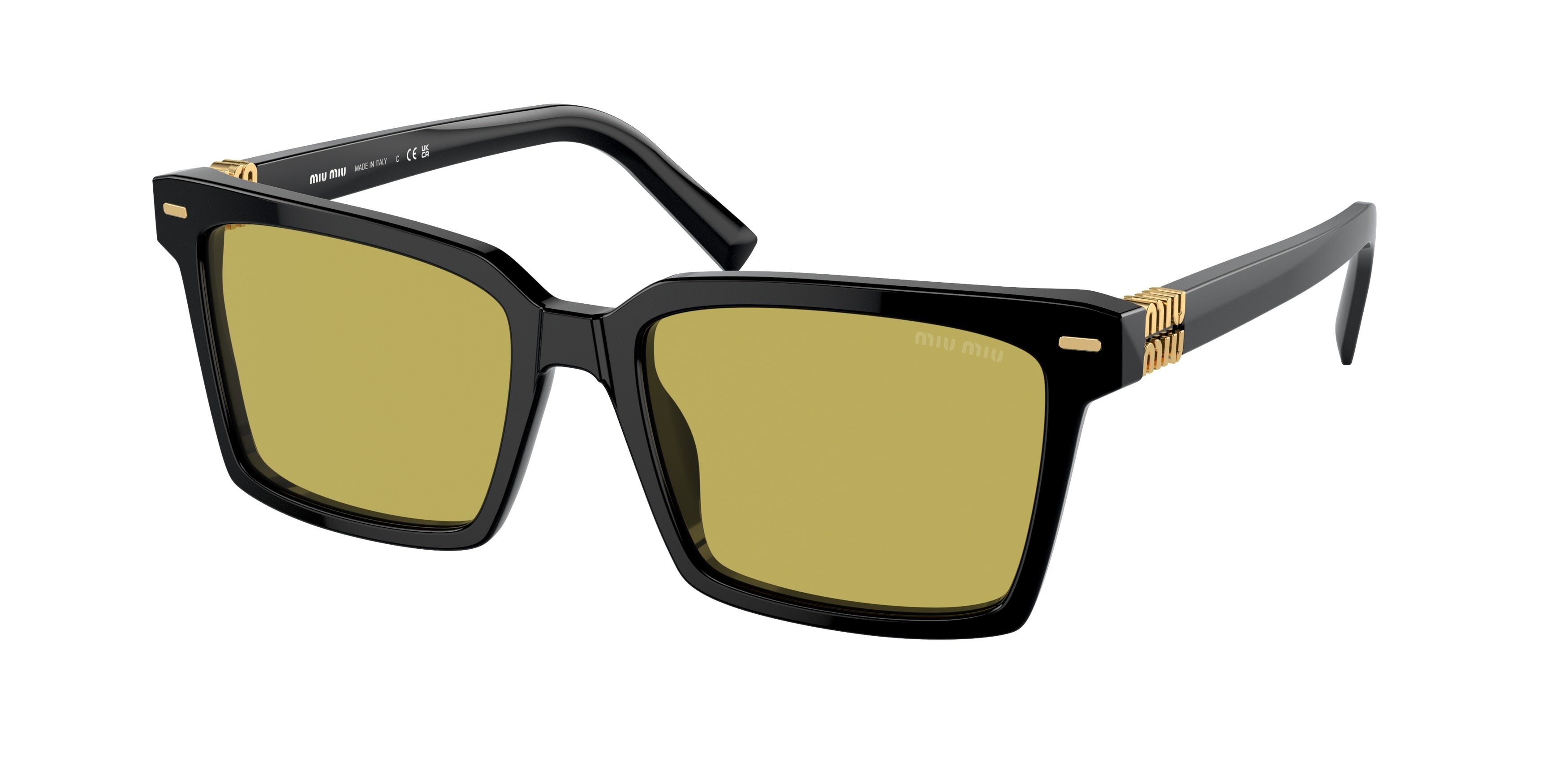 Miu Miu MU13ZS Rectangle Sunglasses 16K07O-Black 55-140-18 - Color Map Black