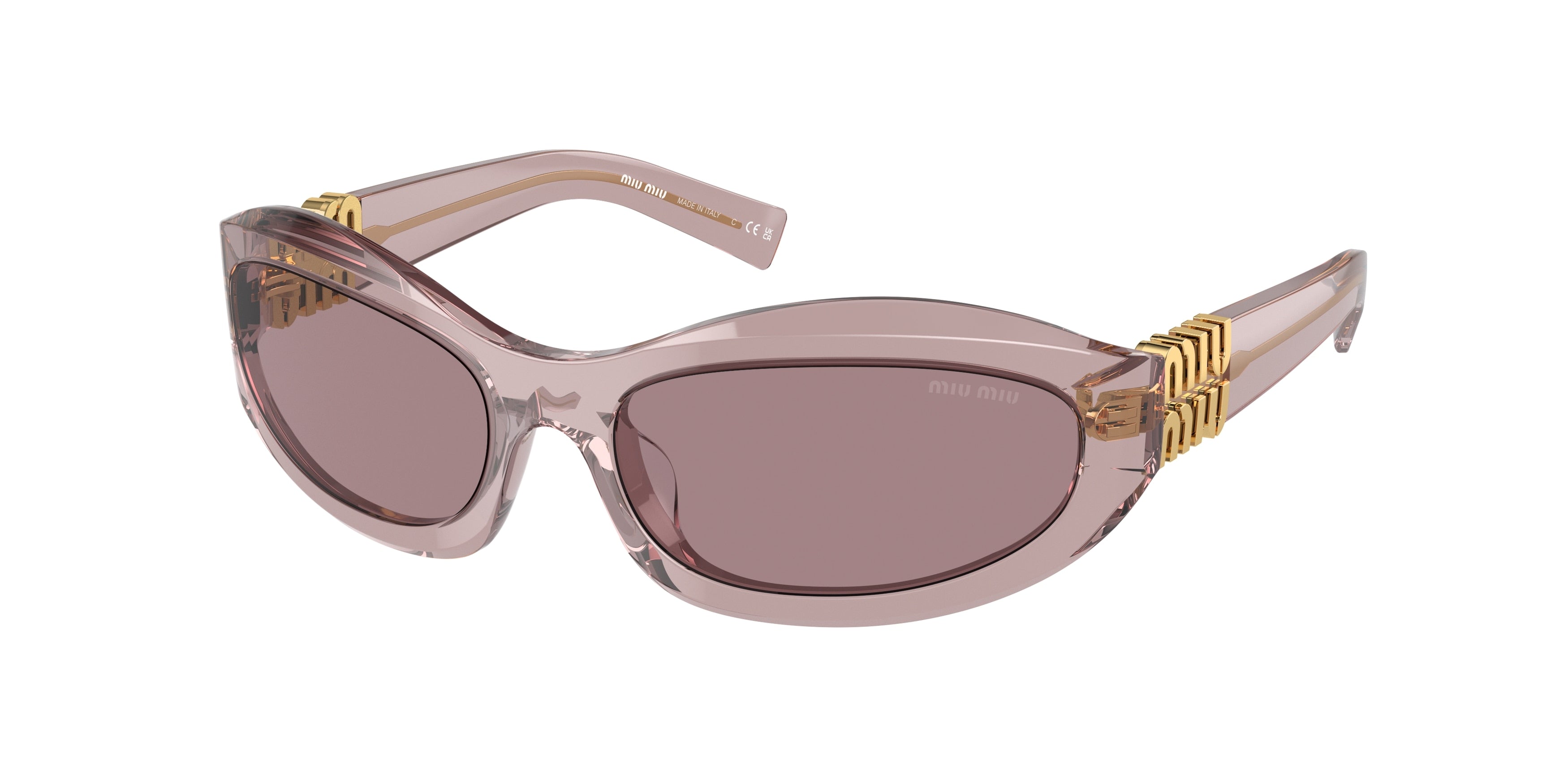Miu Miu MU14ZS Irregular Sunglasses 12W20I-Mauve Trasparent 59-130-17 - Color Map Violet
