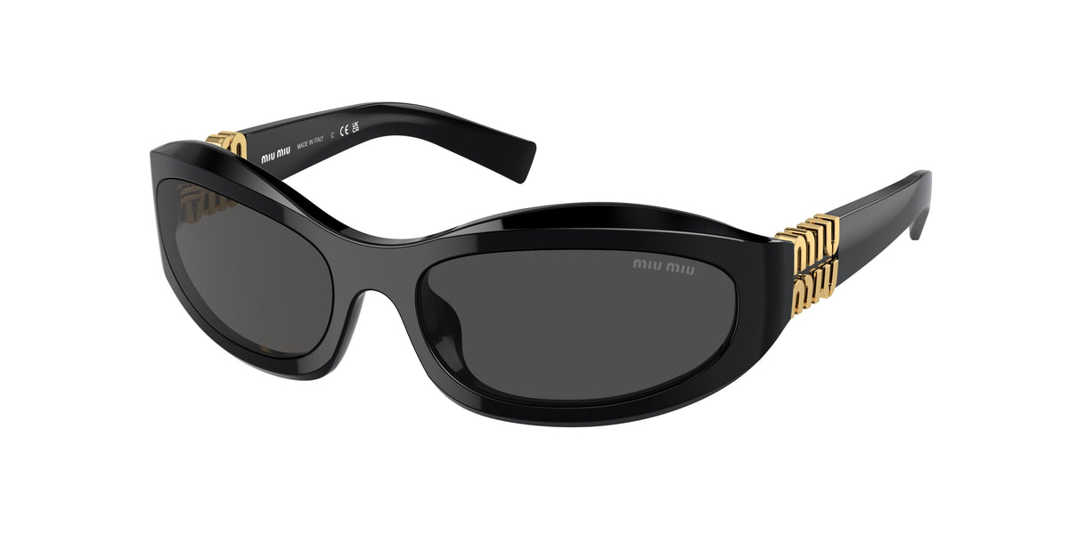 Miu Miu MU14ZS Irregular Sunglasses 16K08Z-Black 59-130-17 - Color Map Black