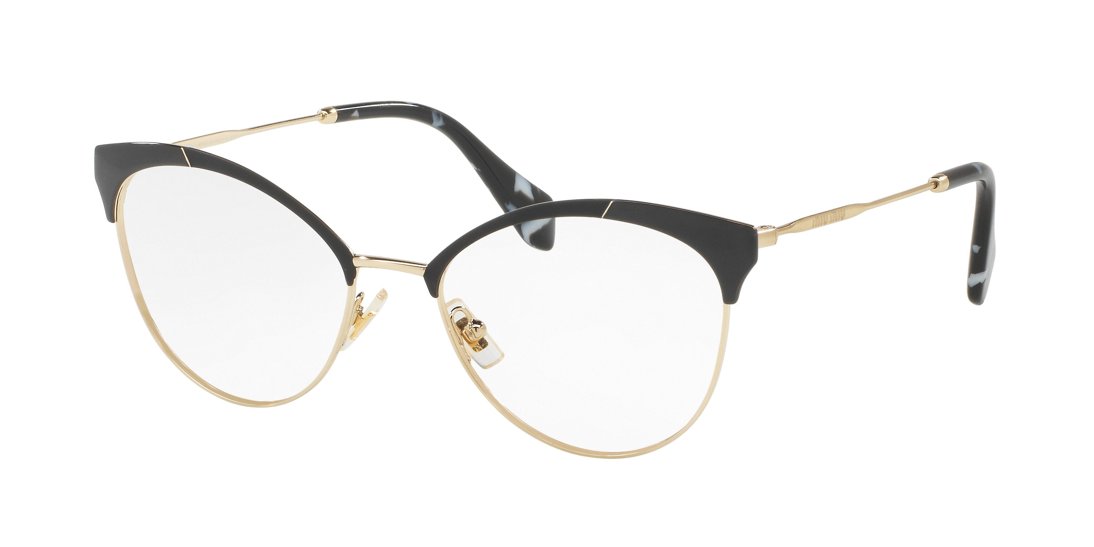Miu Miu CORE COLLECTION MU50PV Phantos Eyeglasses 1AB1O1-Pale Gold/Mt Black/Black 54-140-18 - Color Map Gold