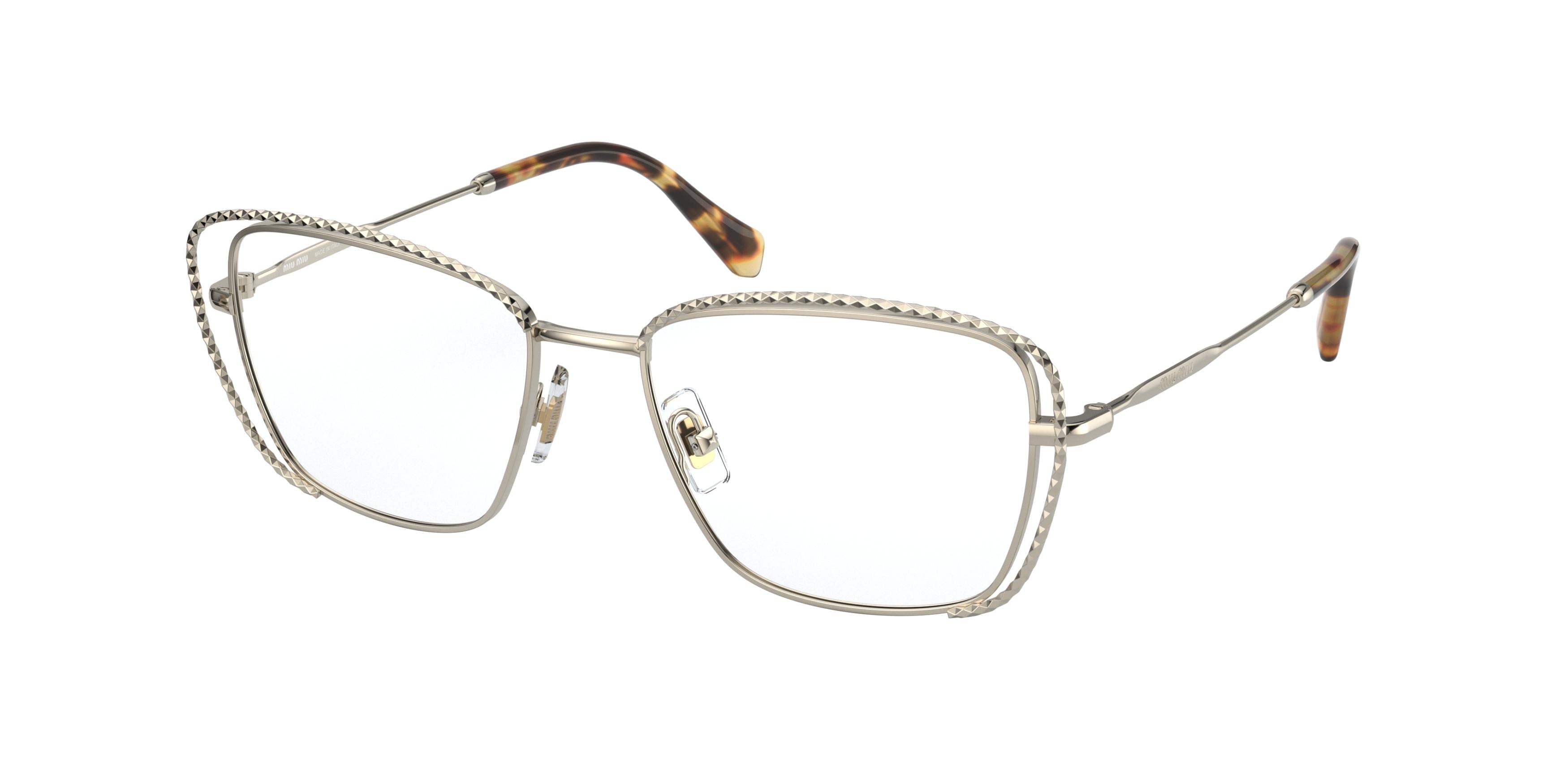 Miu Miu CORE COLLECTION MU50TV Irregular Eyeglasses  ZVN1O1-Pale Gold 52-140-17 - Color Map Gold