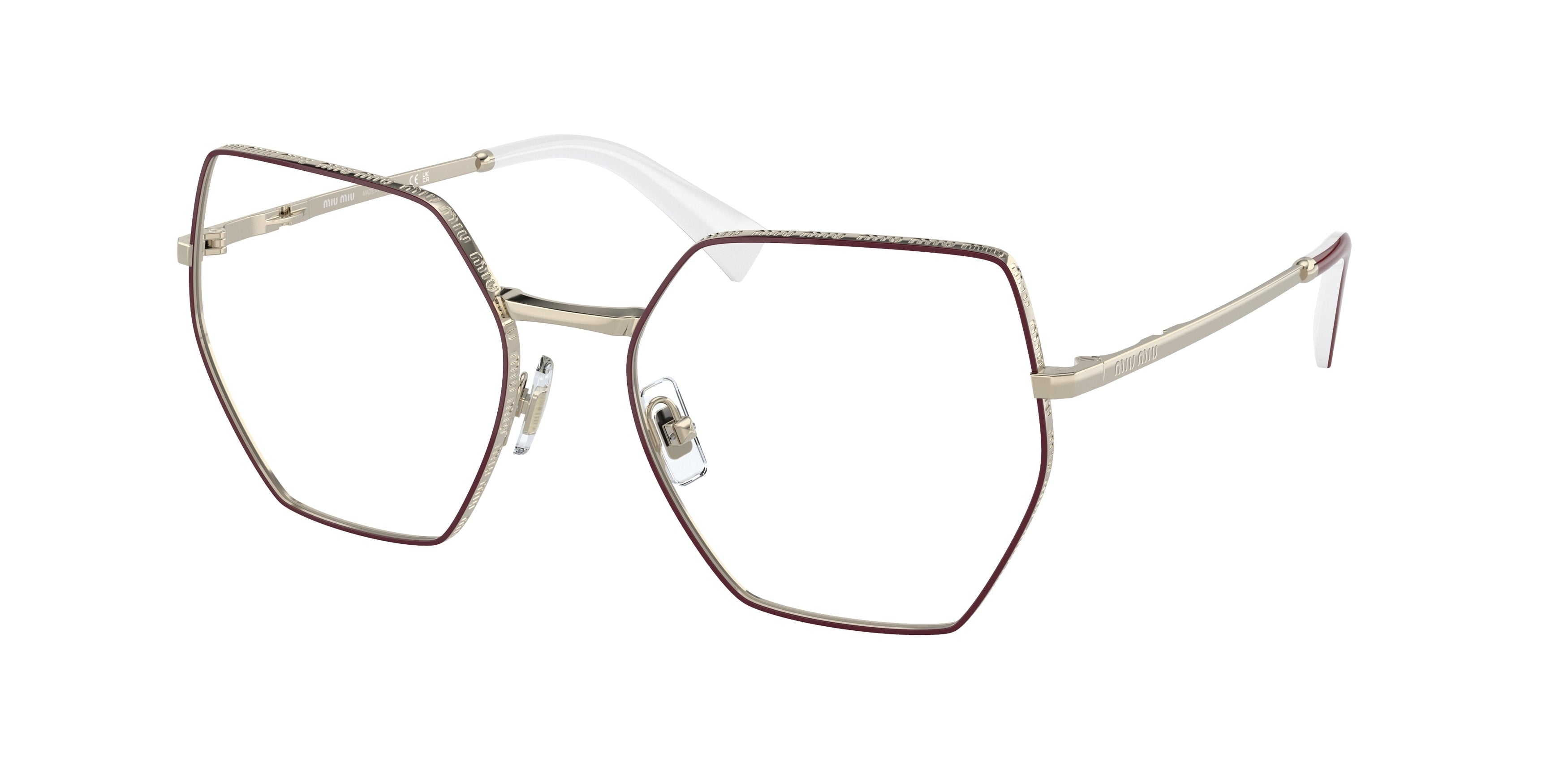Miu Miu MU50VV Irregular Eyeglasses 09X1O1-Bordeaux 55-140-18 - Color Map Red