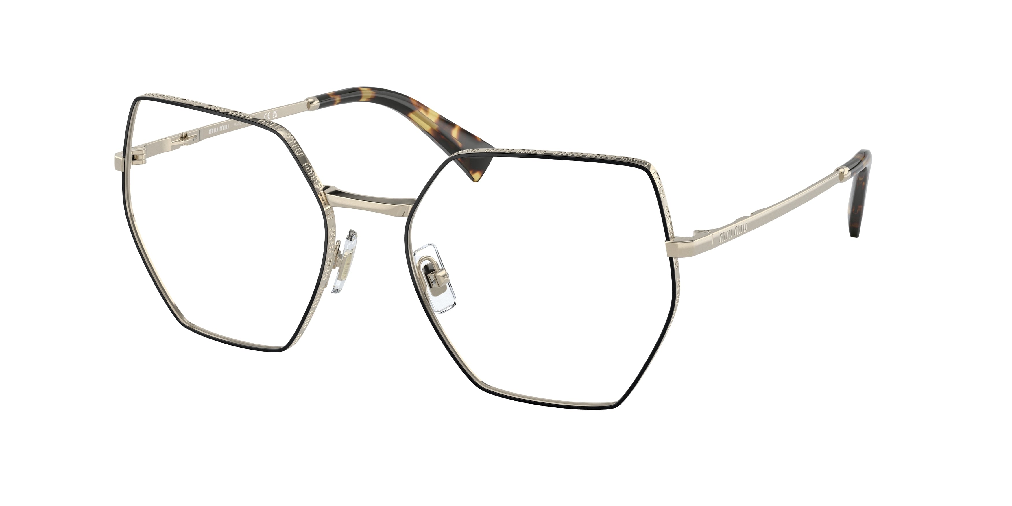 Miu Miu MU50VV Irregular Eyeglasses AAV1O1-Black 55-140-18 - Color Map Black
