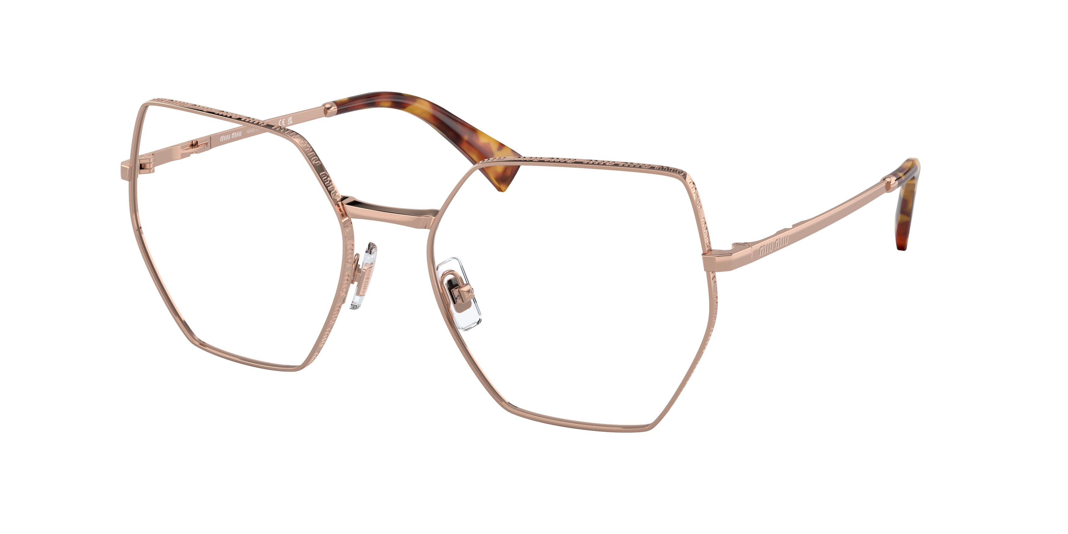 Miu Miu MU50VV Irregular Eyeglasses ZVF1O1-Rose Gold 55-140-18 - Color Map Gold