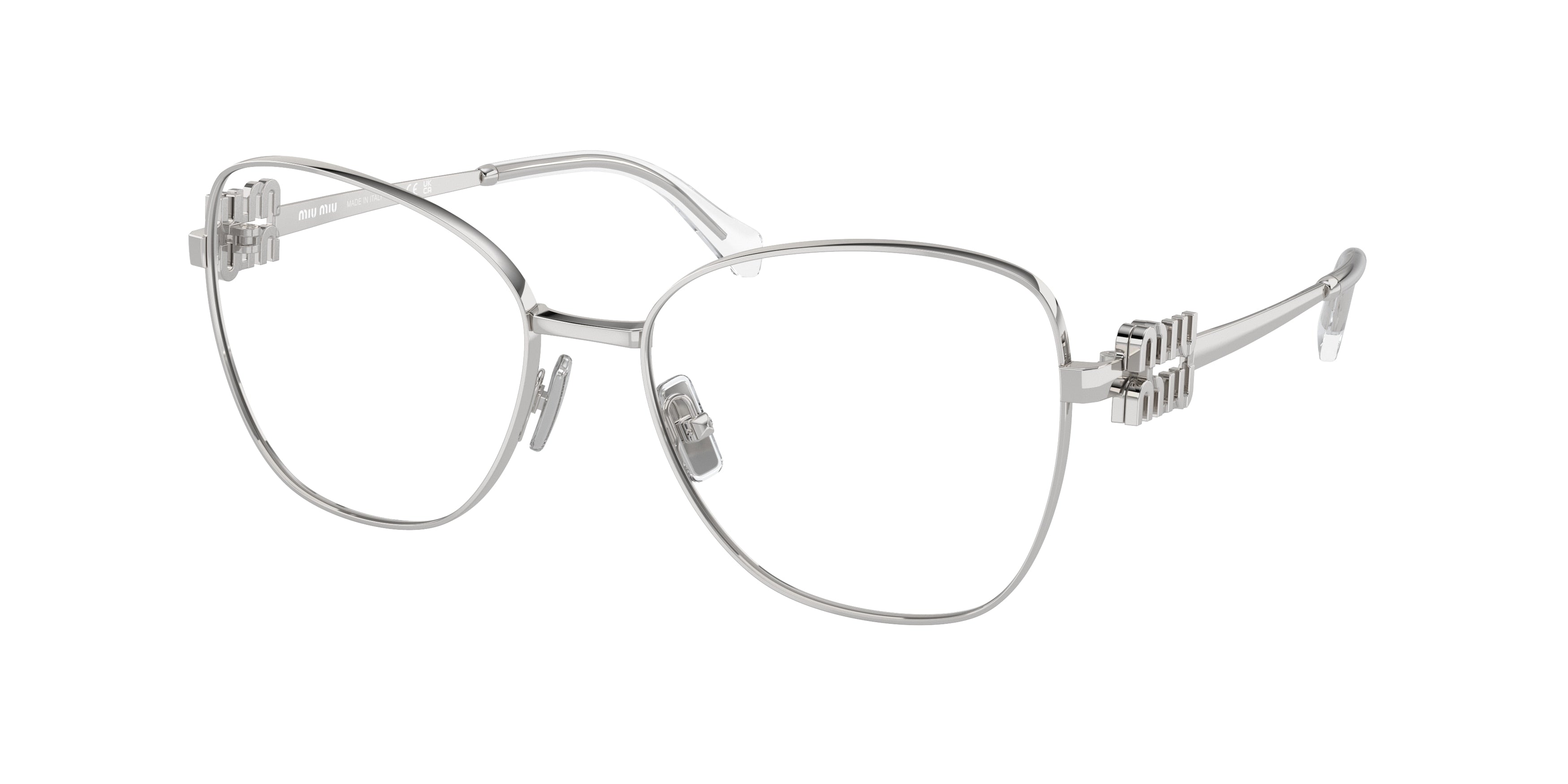 Miu Miu MU50XV Pilot Eyeglasses 1BC1O1-Silver 54-135-17 - Color Map Silver