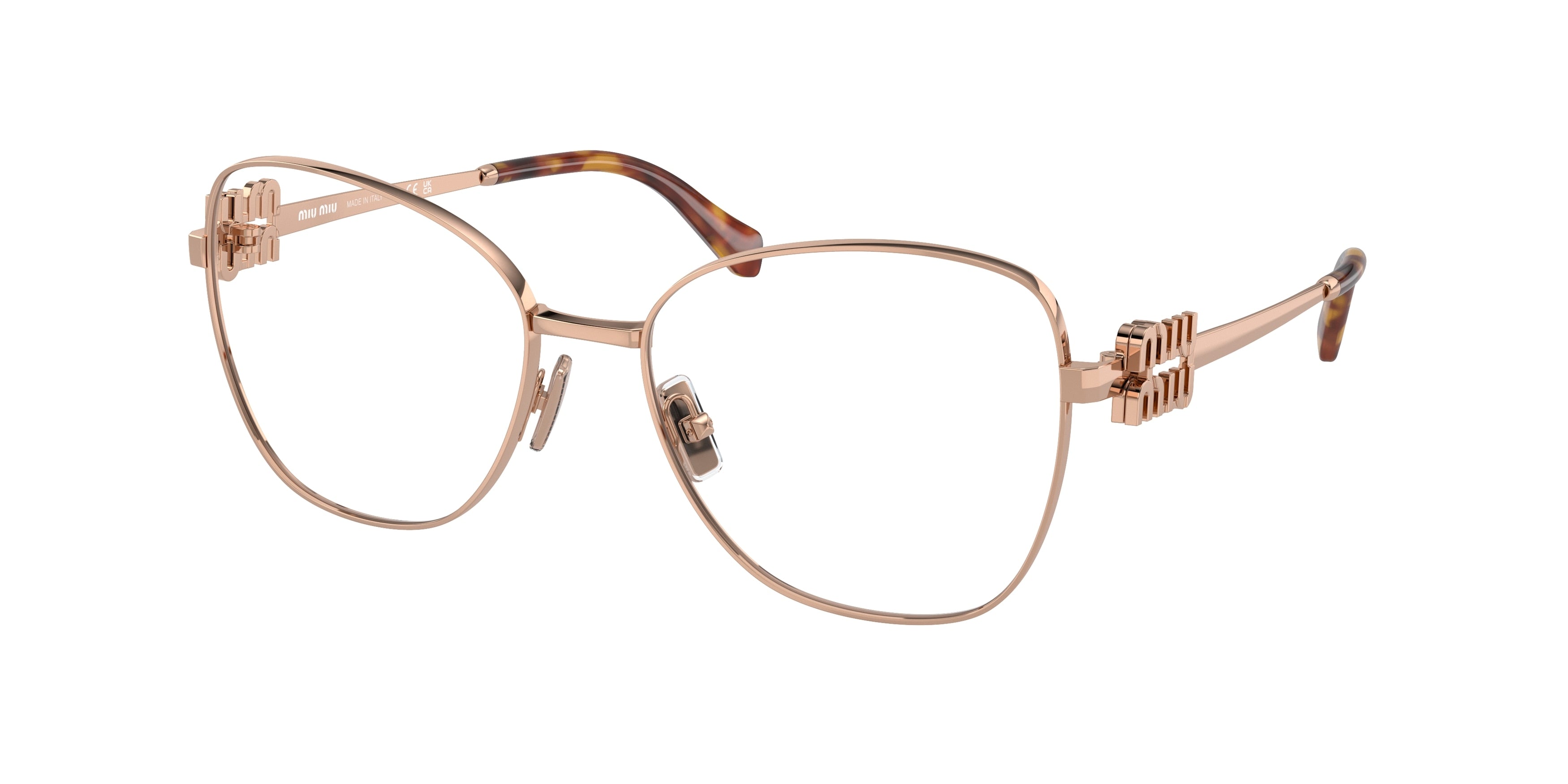 Miu Miu MU50XV Pilot Eyeglasses ZVF1O1-Rose Gold 56-135-17 - Color Map Gold