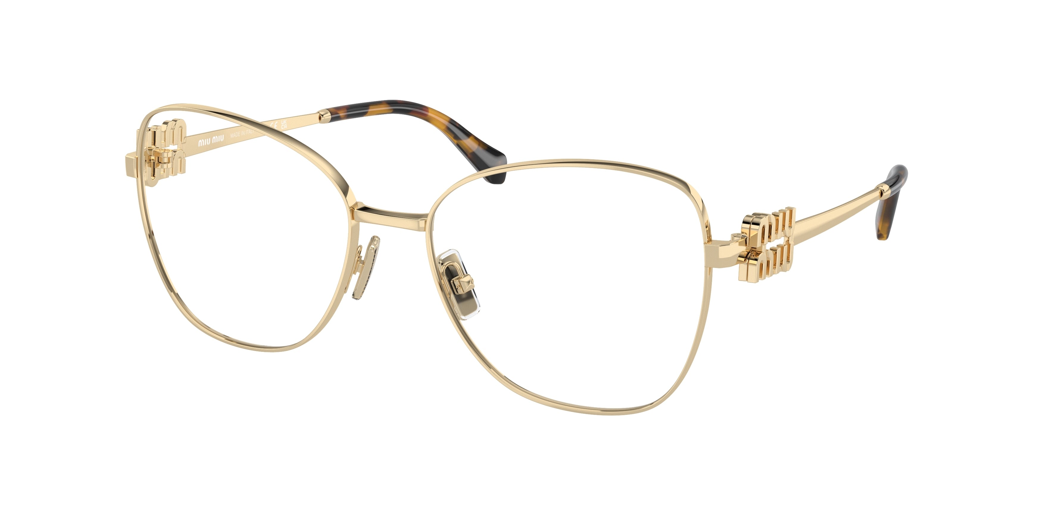 Miu Miu MU50XV Pilot Eyeglasses ZVN1O1-Pale Gold 56-135-17 - Color Map Gold