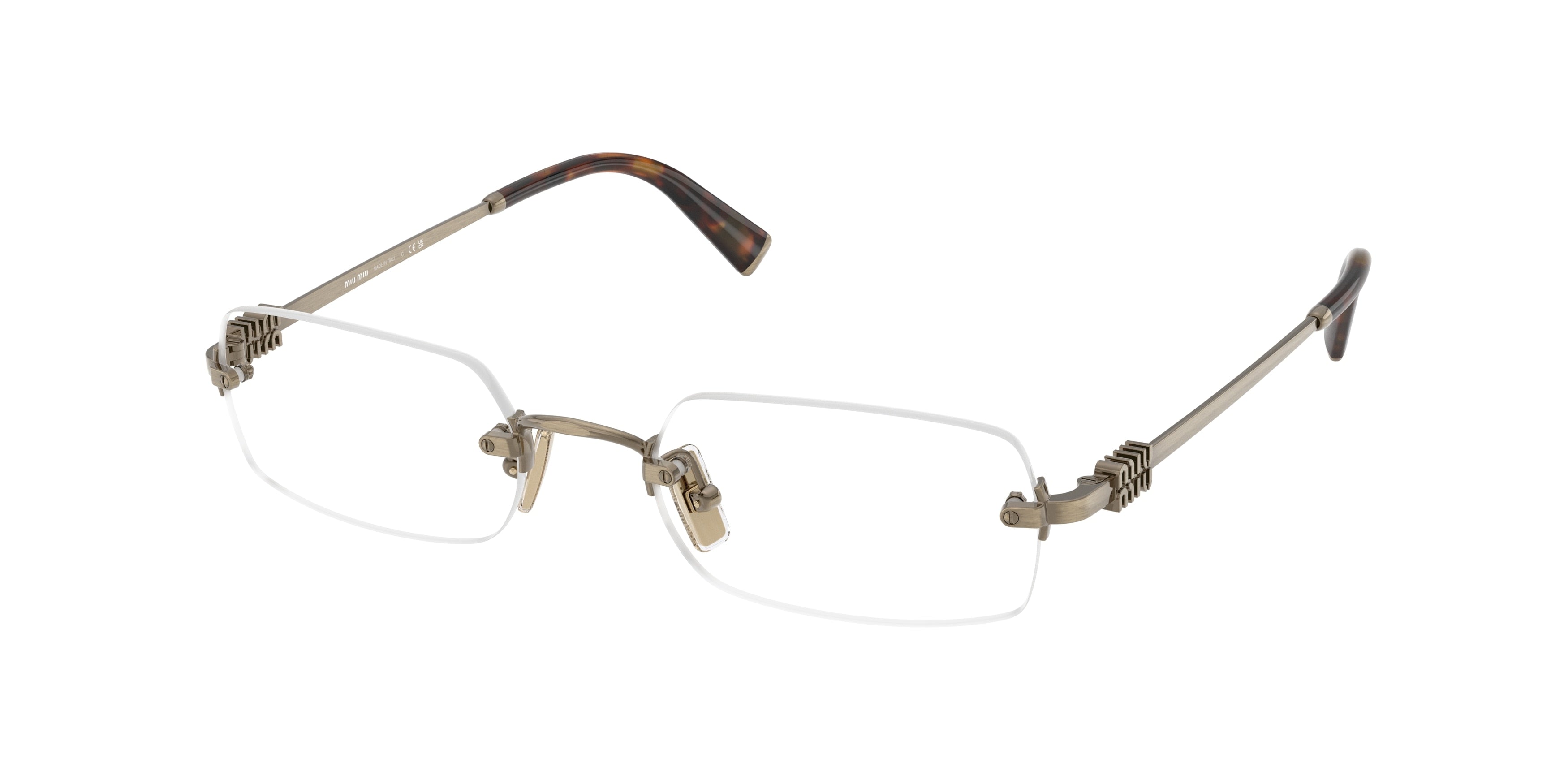 Miu Miu MU50YV Rectangle Eyeglasses 26C1O1-Old Gold 52-140-20 - Color Map Gold