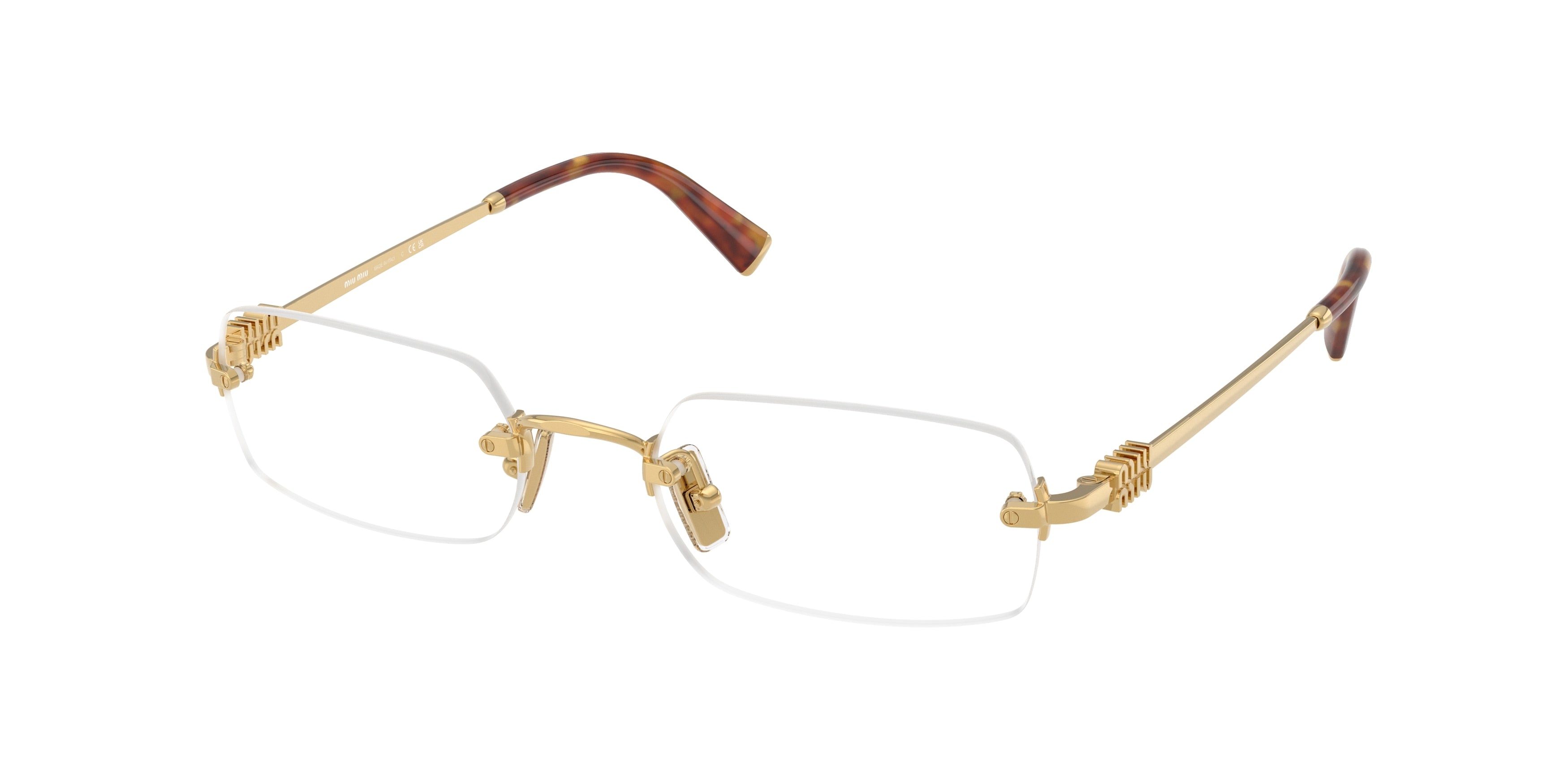 Miu Miu MU50YV Rectangle Eyeglasses 5AK1O1-Gold 52-140-20 - Color Map Gold
