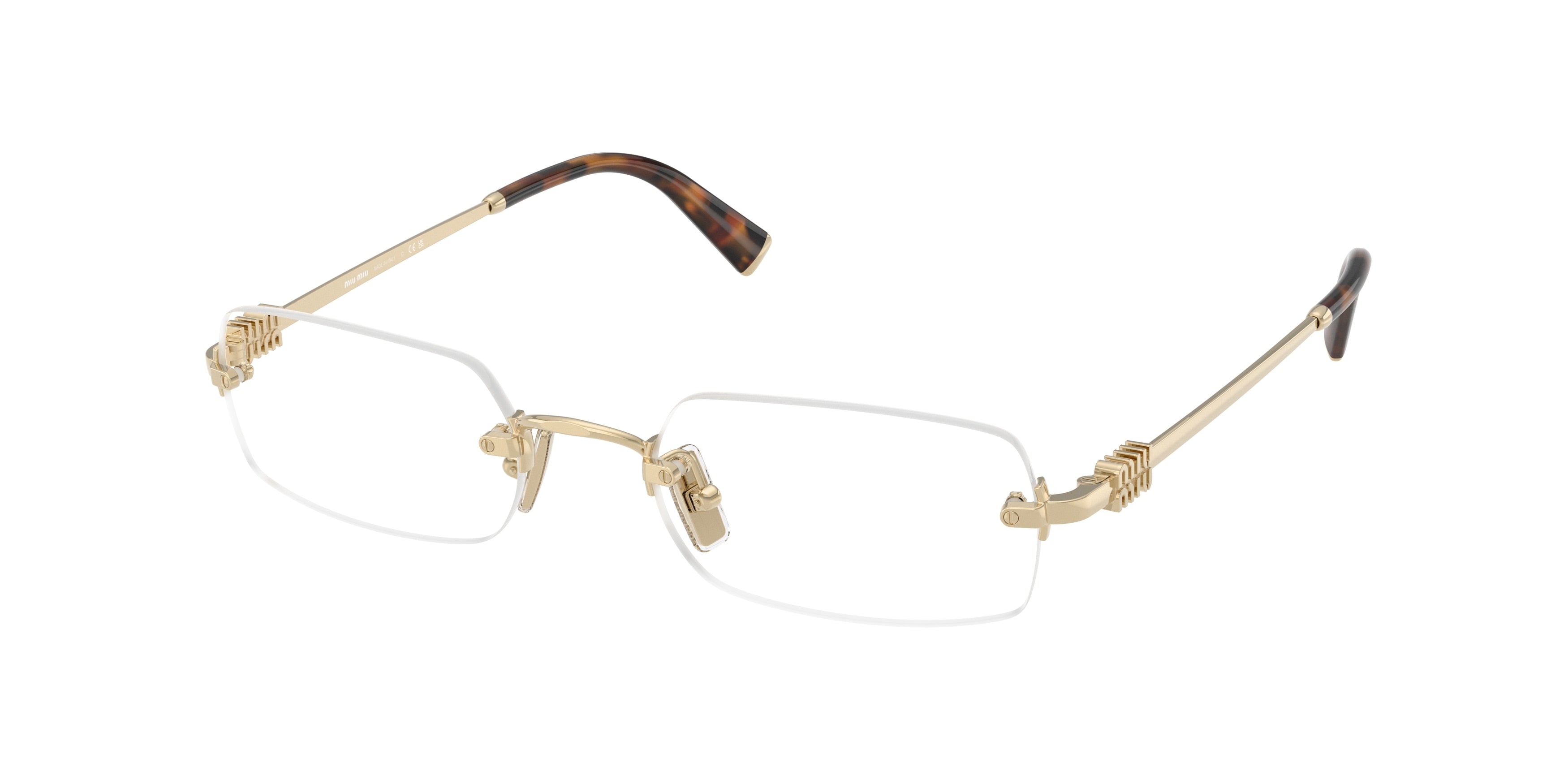 Miu Miu MU50YV Rectangle Eyeglasses ZVN1O1-Pale Gold 52-140-20 - Color Map Gold