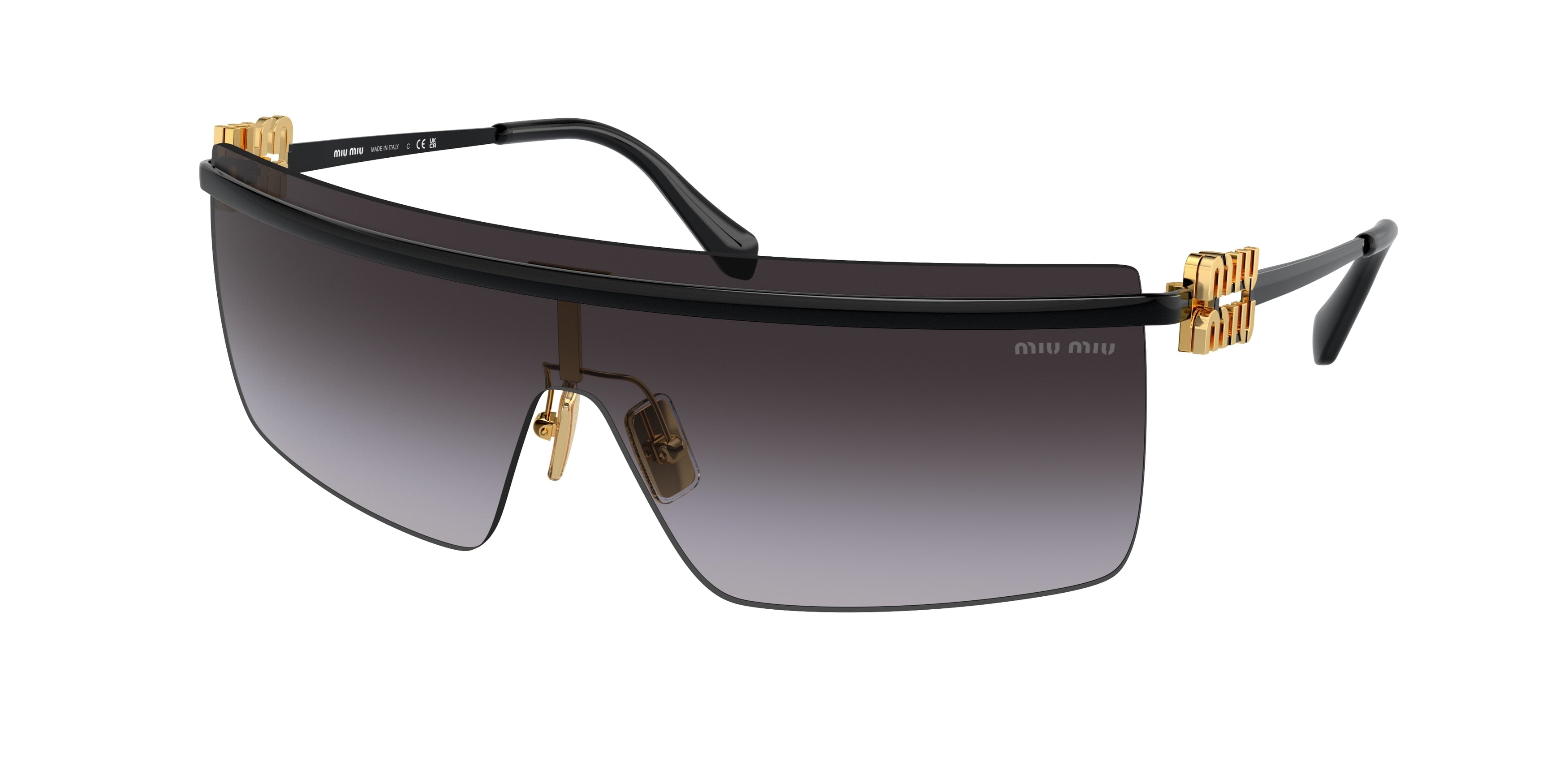 Miu Miu MU50ZS Irregular Sunglasses 1AB5D1-Black 0-130-142 - Color Map Black