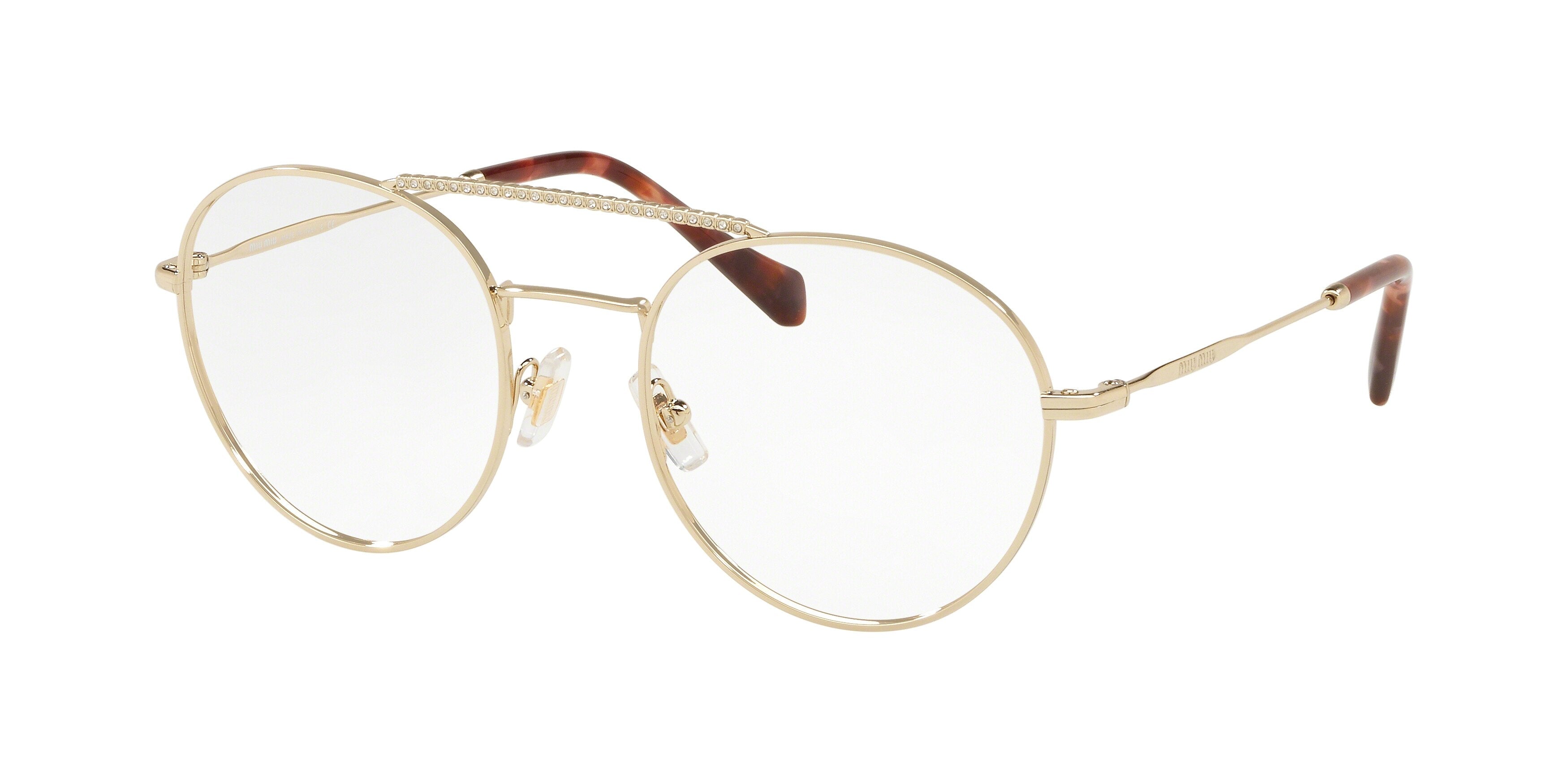 Miu Miu CORE COLLECTION MU51RV Phantos Eyeglasses ZVN1O1-Pale Gold 52-140-20 - Color Map Gold