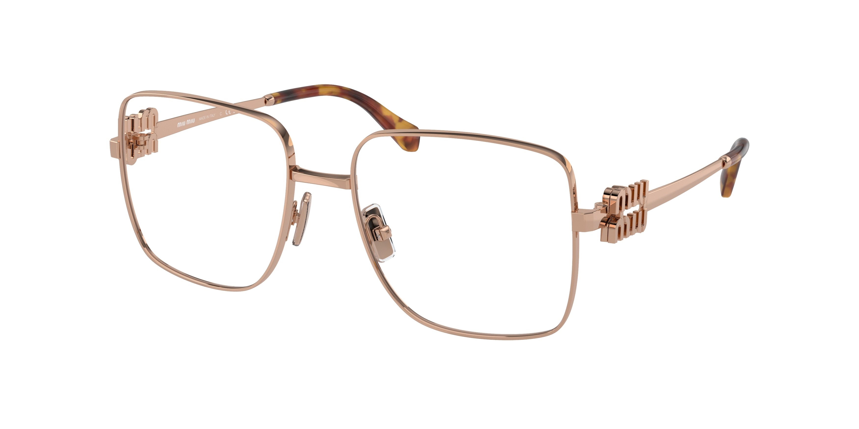 Miu Miu MU51XV Square Eyeglasses ZVF1O1-Rose Gold 54-135-17 - Color Map Gold