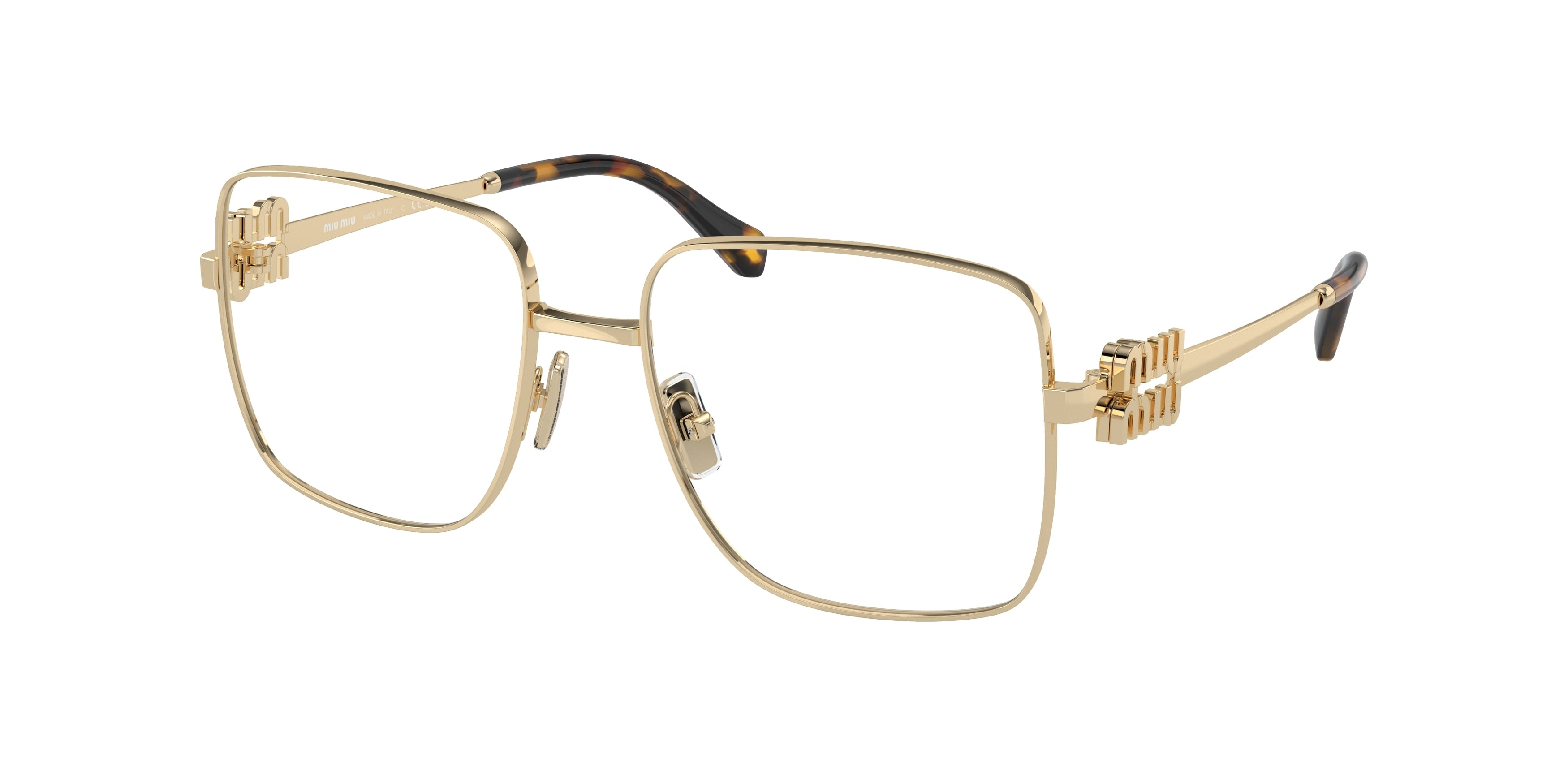 Miu Miu MU51XV Square Eyeglasses ZVN1O1-Pale Gold 54-135-17 - Color Map Gold