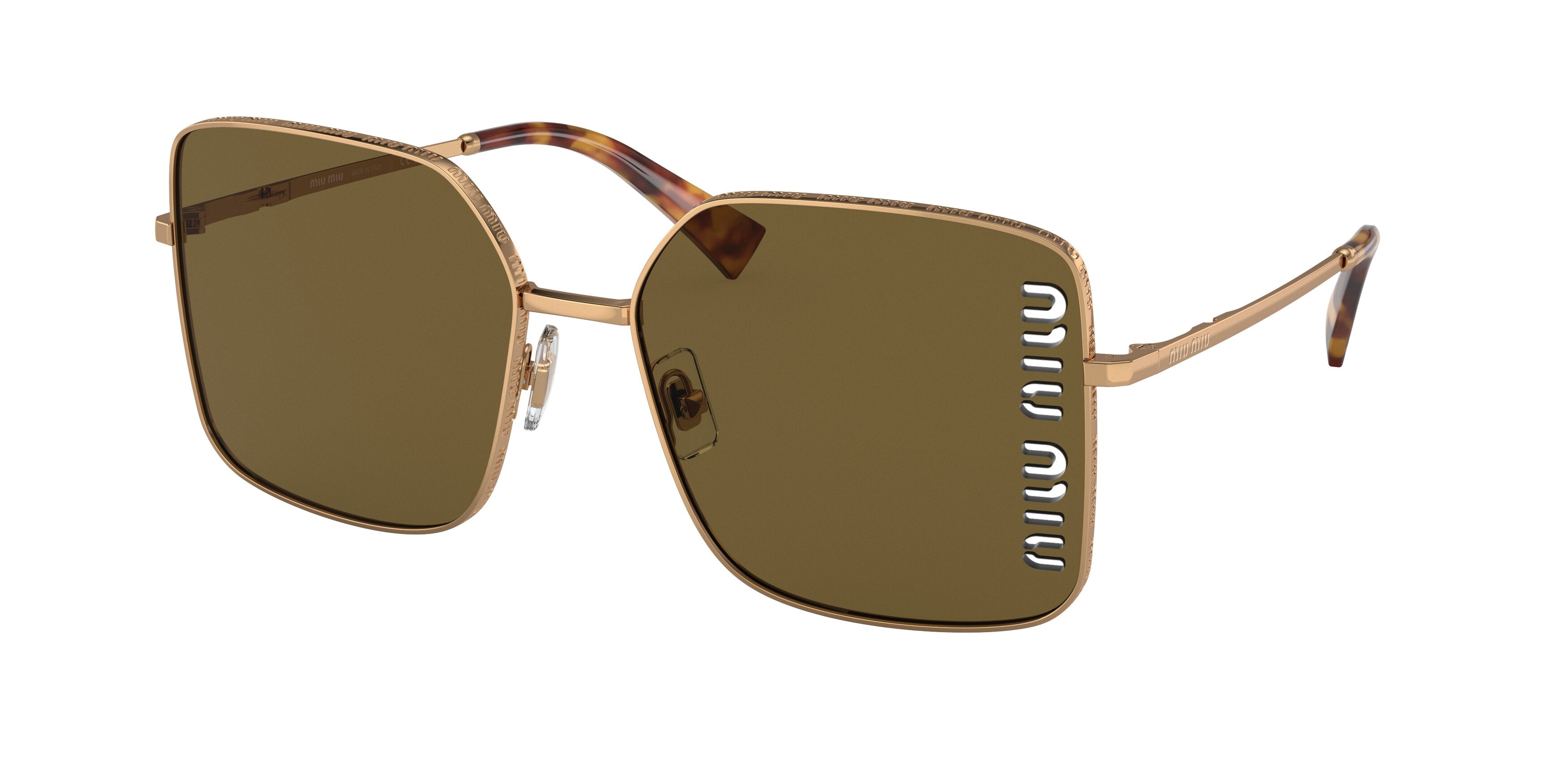 Miu Miu MU51YS Square Sunglasses 7OE01T-Antique Gold 60-140-17 - Color Map Gold