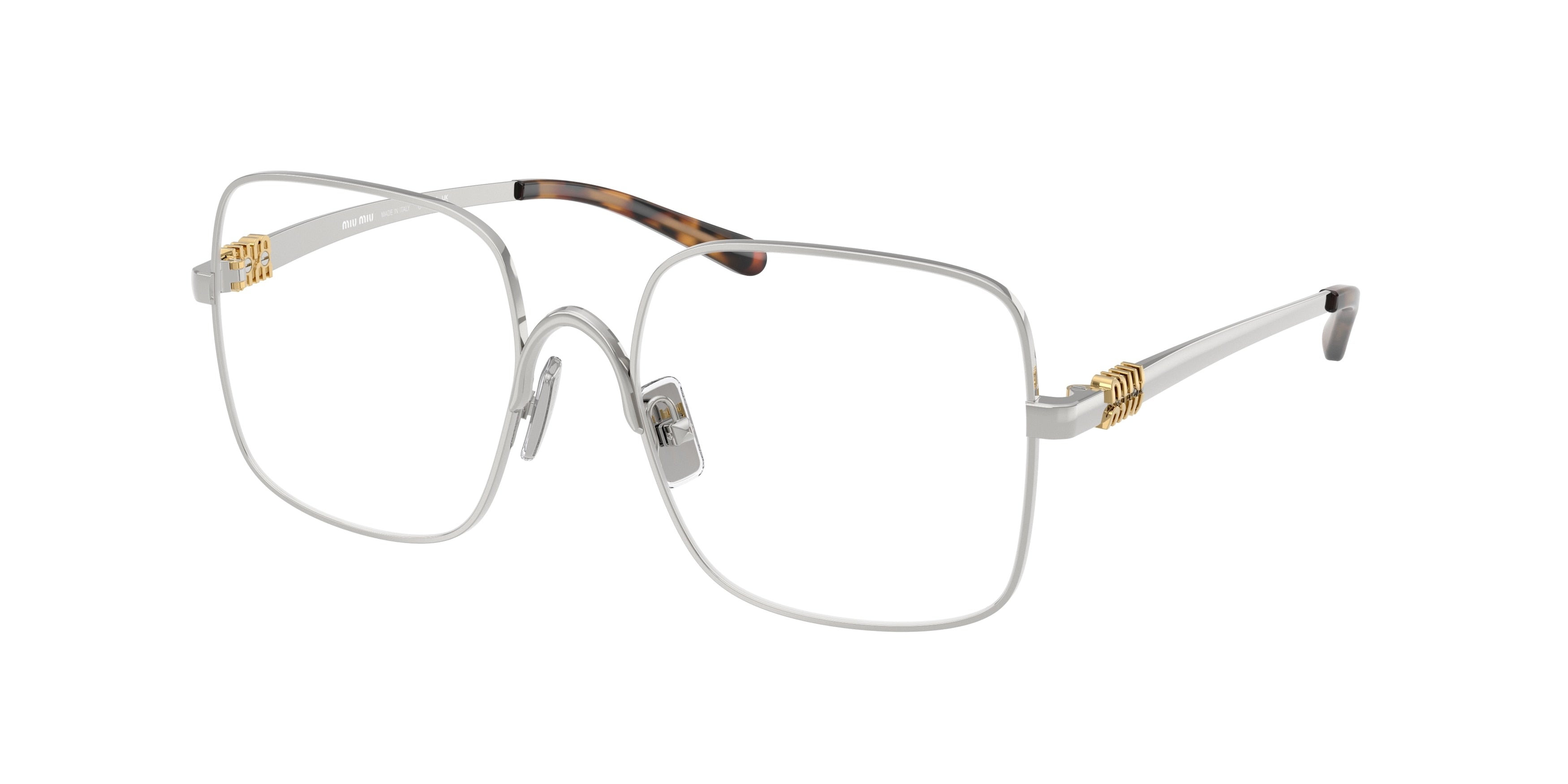 Miu Miu MU51YV Square Eyeglasses 1BC1O1-Silver 53-140-17 - Color Map Silver