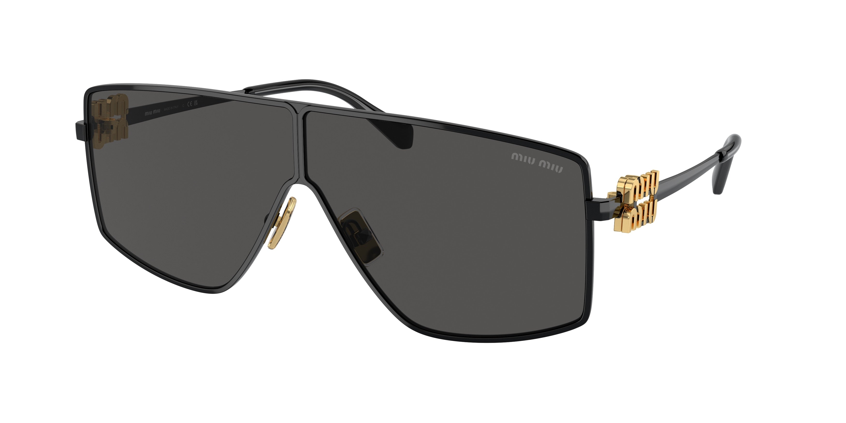 Miu Miu MU51ZS Irregular Sunglasses 1AB5S0-Black 69-140-2 - Color Map Black