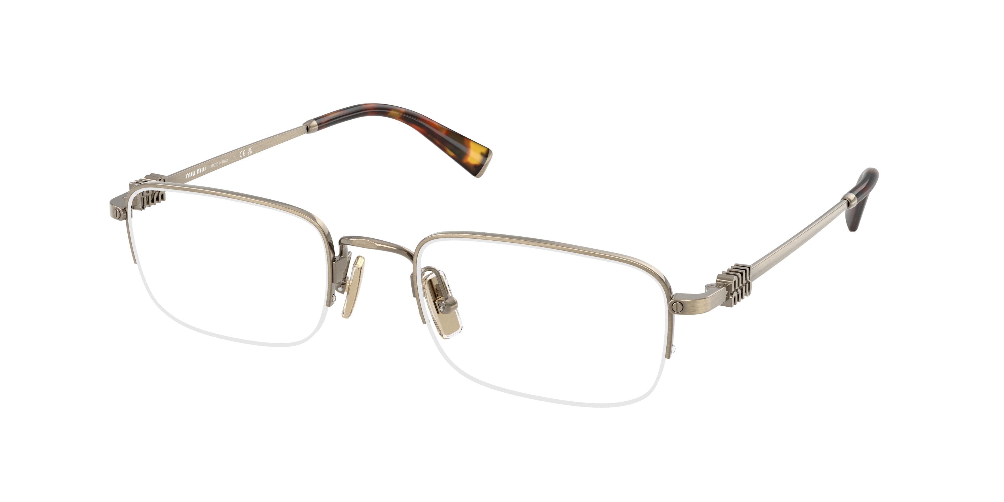Miu Miu MU52WV Rectangle Eyeglasses  26C1O1-Old Gold 53-140-21 - Color Map Gold