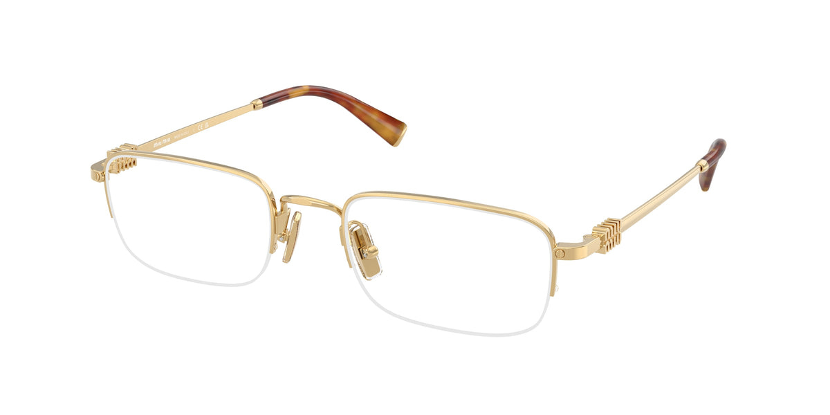 Miu Miu MU52WV Rectangle Eyeglasses 5AK1O1-Gold 53-140-21 - Color Map Gold