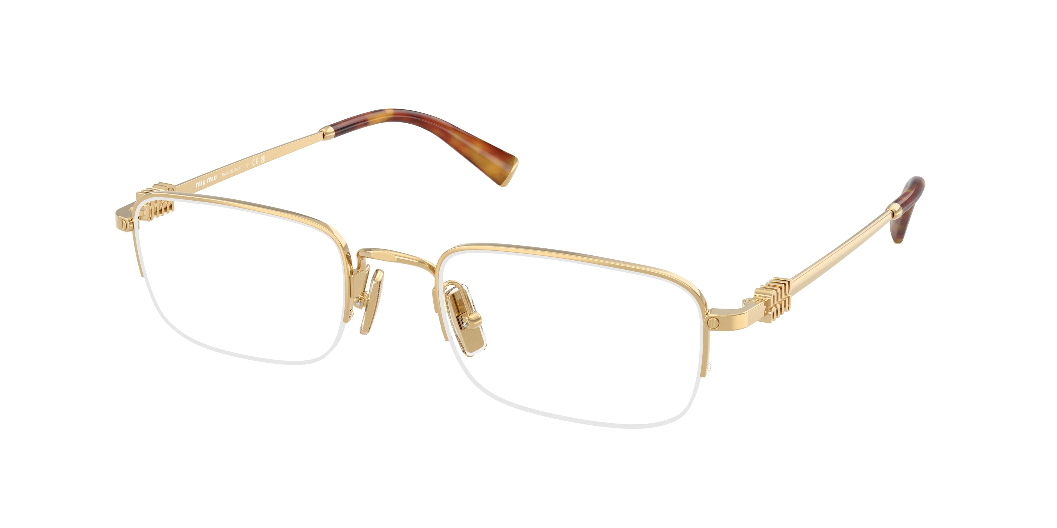 Miu Miu MU52WV Rectangle Eyeglasses  5AK1O1-Gold 53-140-21 - Color Map Gold