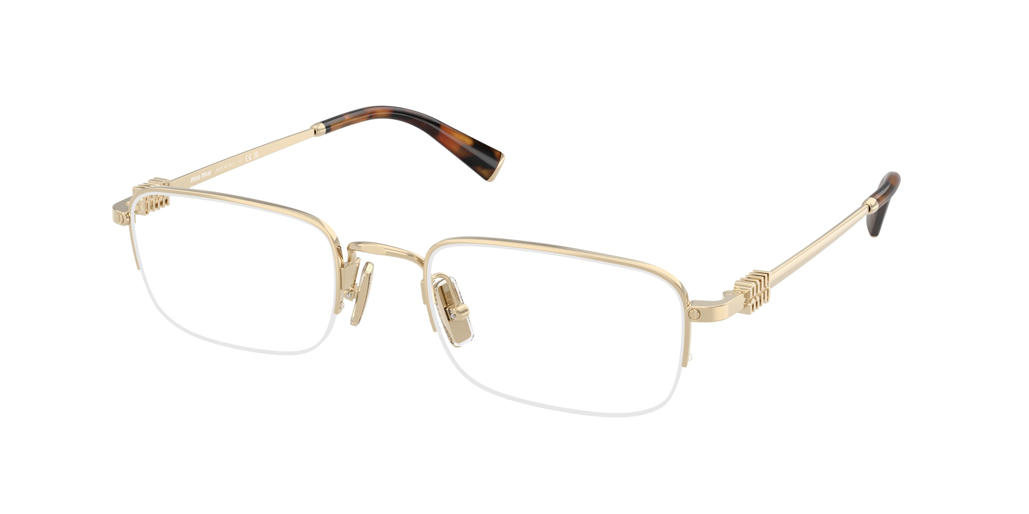 Miu Miu MU52WV Rectangle Eyeglasses  ZVN1O1-Pale Gold 53-140-21 - Color Map Gold