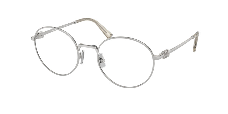 Miu Miu MU52XV Round Eyeglasses 1BC1O1-Silver 52-140-20 - Color Map Silver