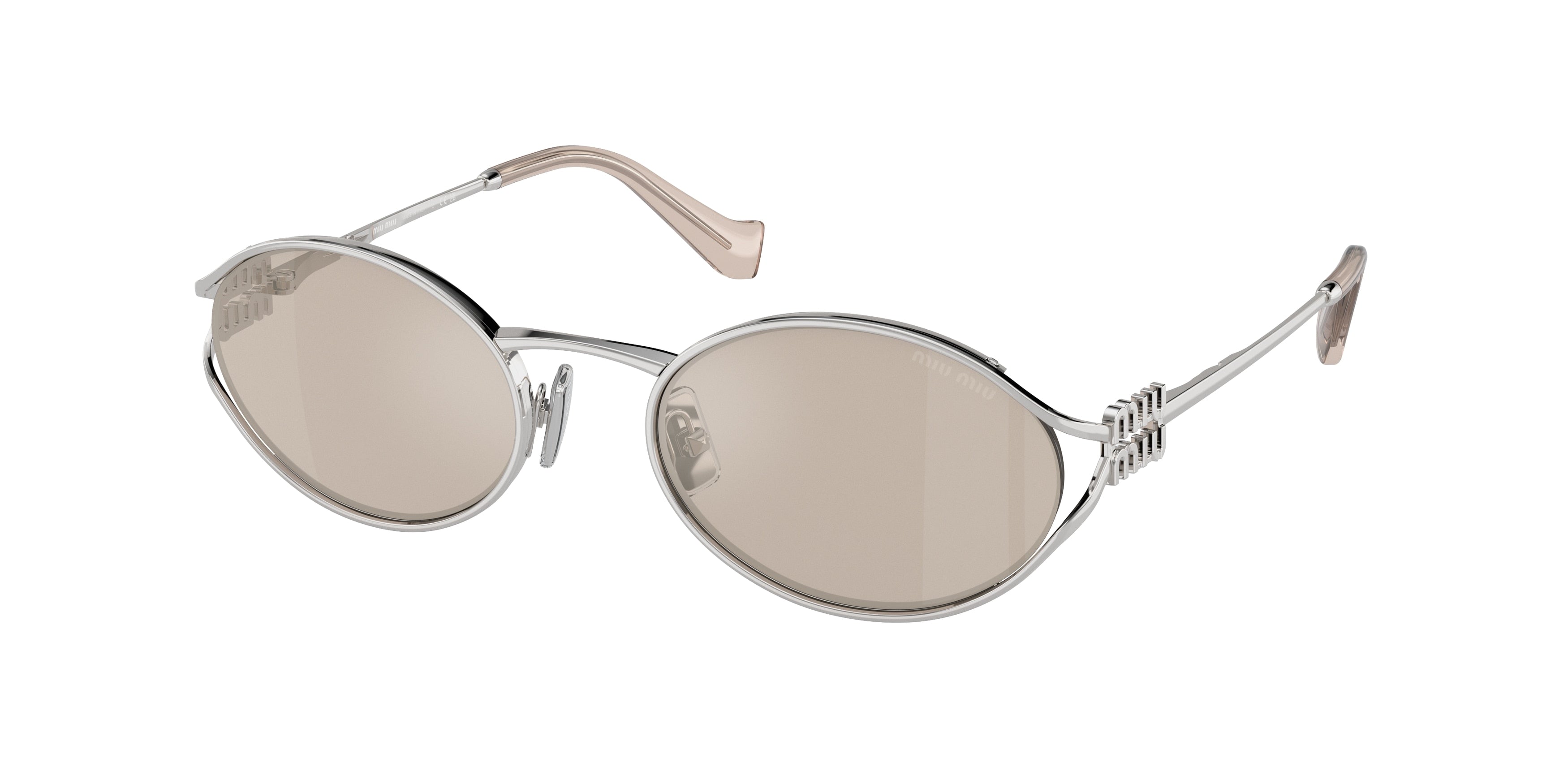 Miu Miu MU52YS Oval Sunglasses 1BC10F-Silver 54-125-21 - Color Map Silver