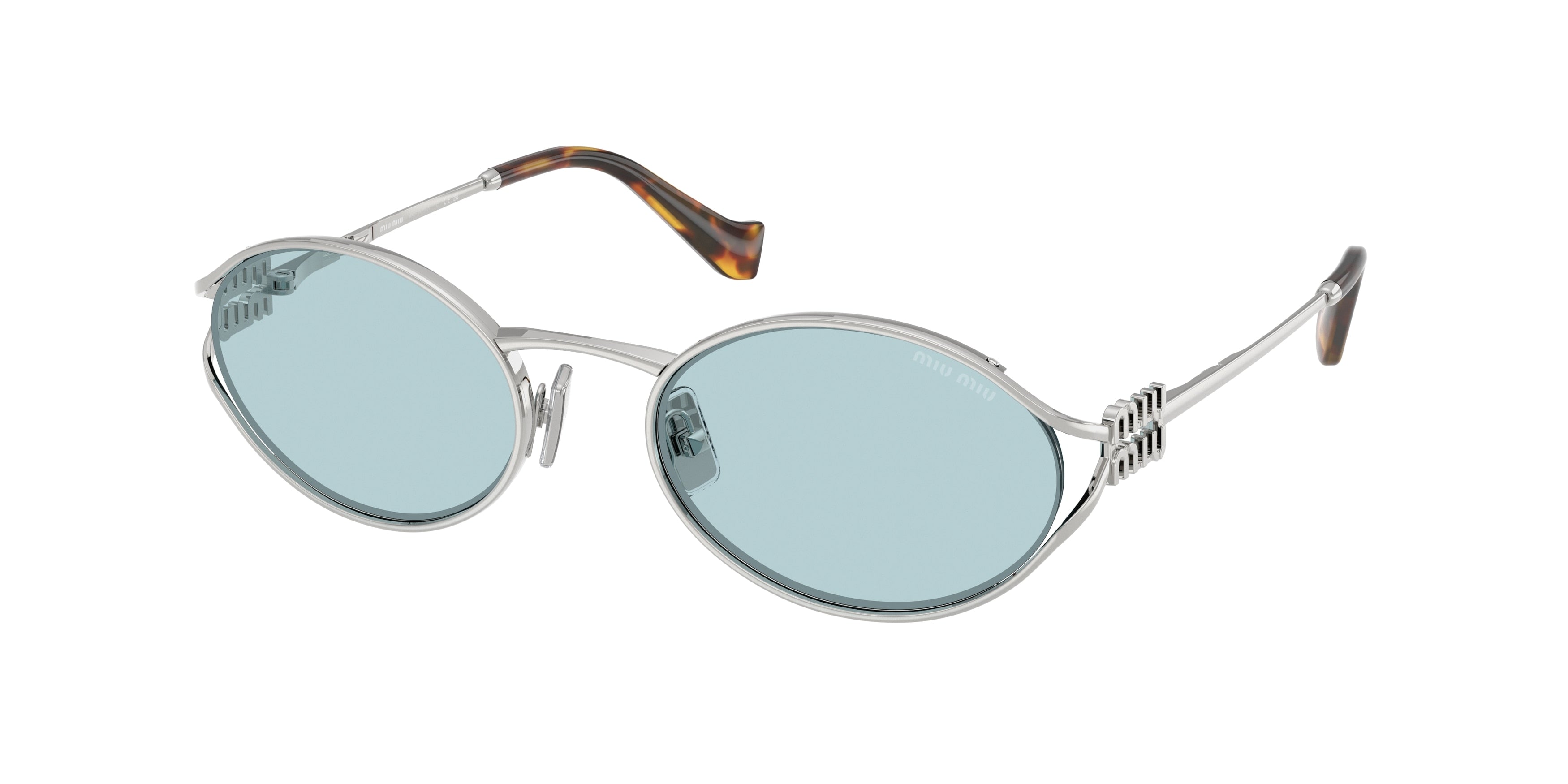 Miu Miu MU52YS Oval Sunglasses 1BC20R-Silver 54-125-21 - Color Map Silver