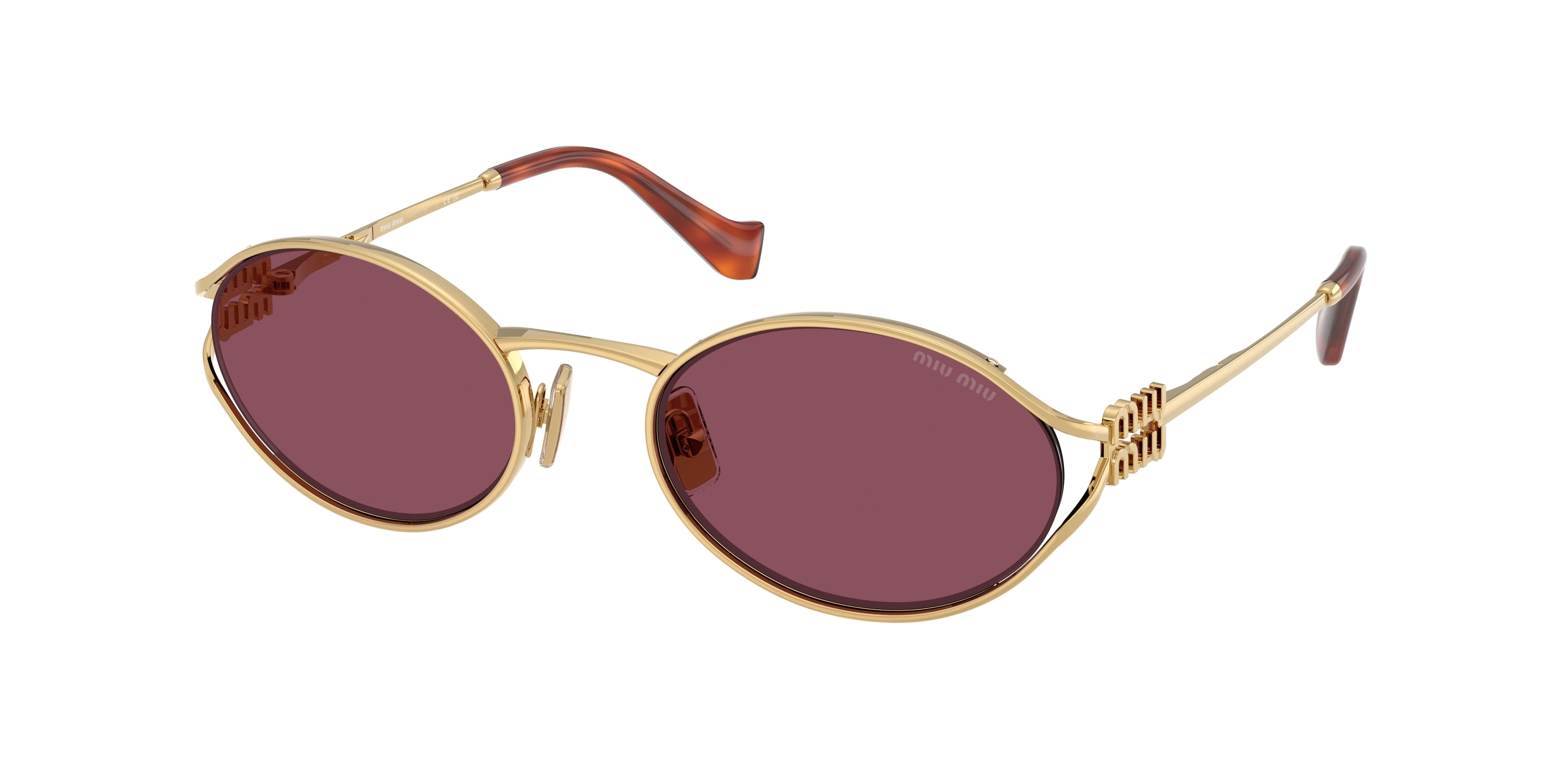 Miu Miu MU52YS Oval Sunglasses 5AK20Y-Gold 54-125-21 - Color Map Gold
