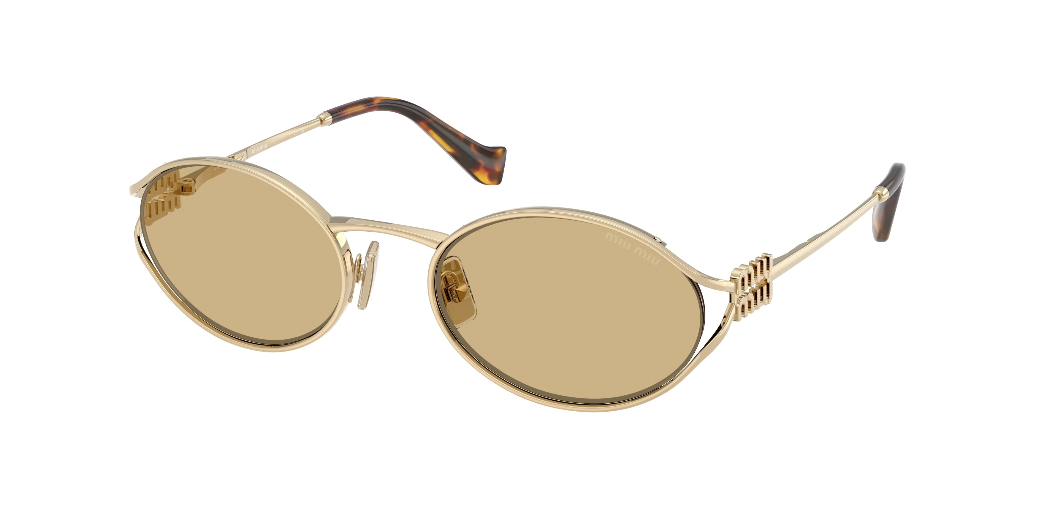 Miu Miu MU52YS Oval Sunglasses ZVN10R-Pale Gold 54-125-21 - Color Map Gold