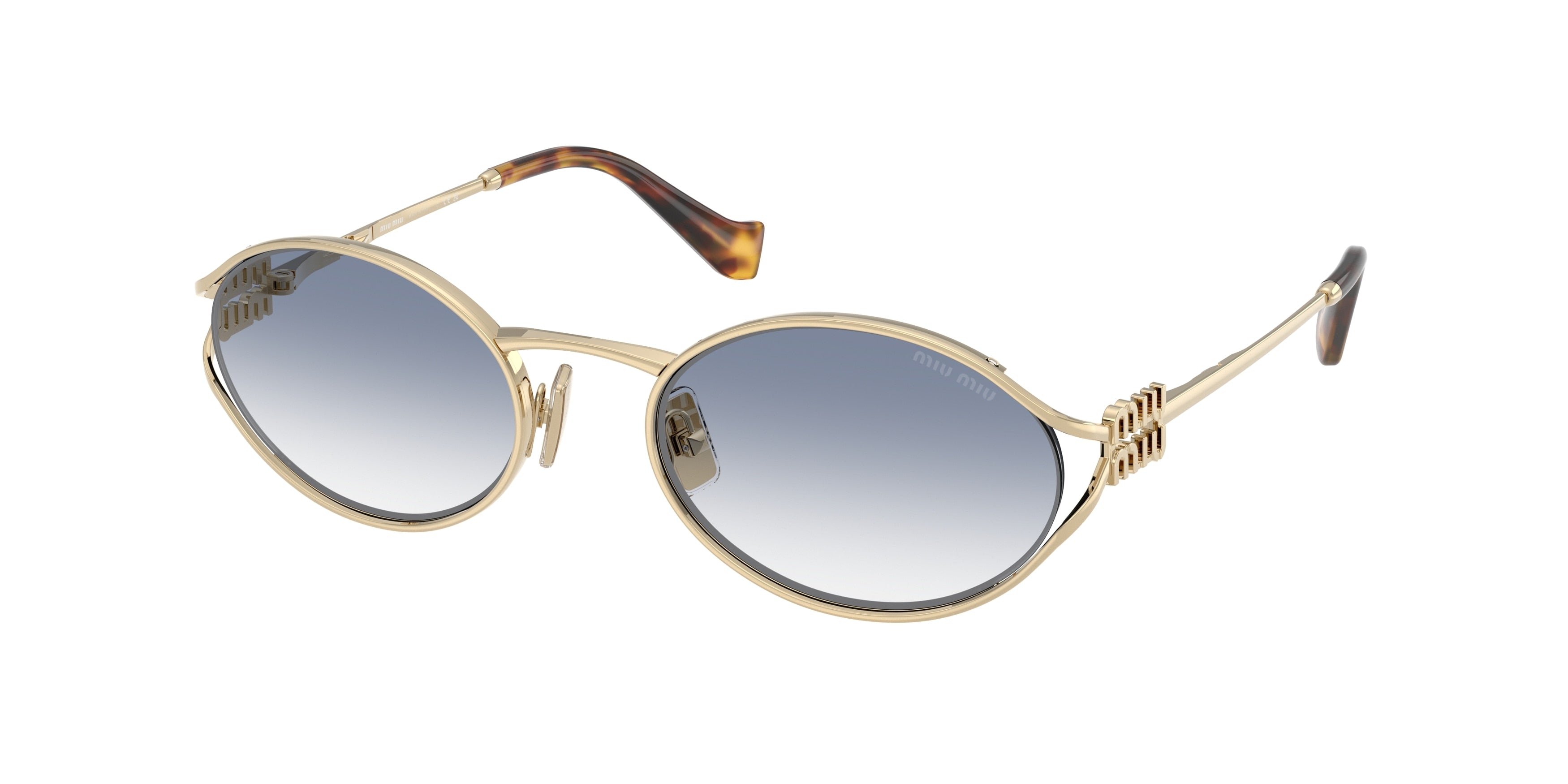 Miu Miu MU52YS Oval Sunglasses ZVN80O-Pale Gold 54-125-21 - Color Map Gold