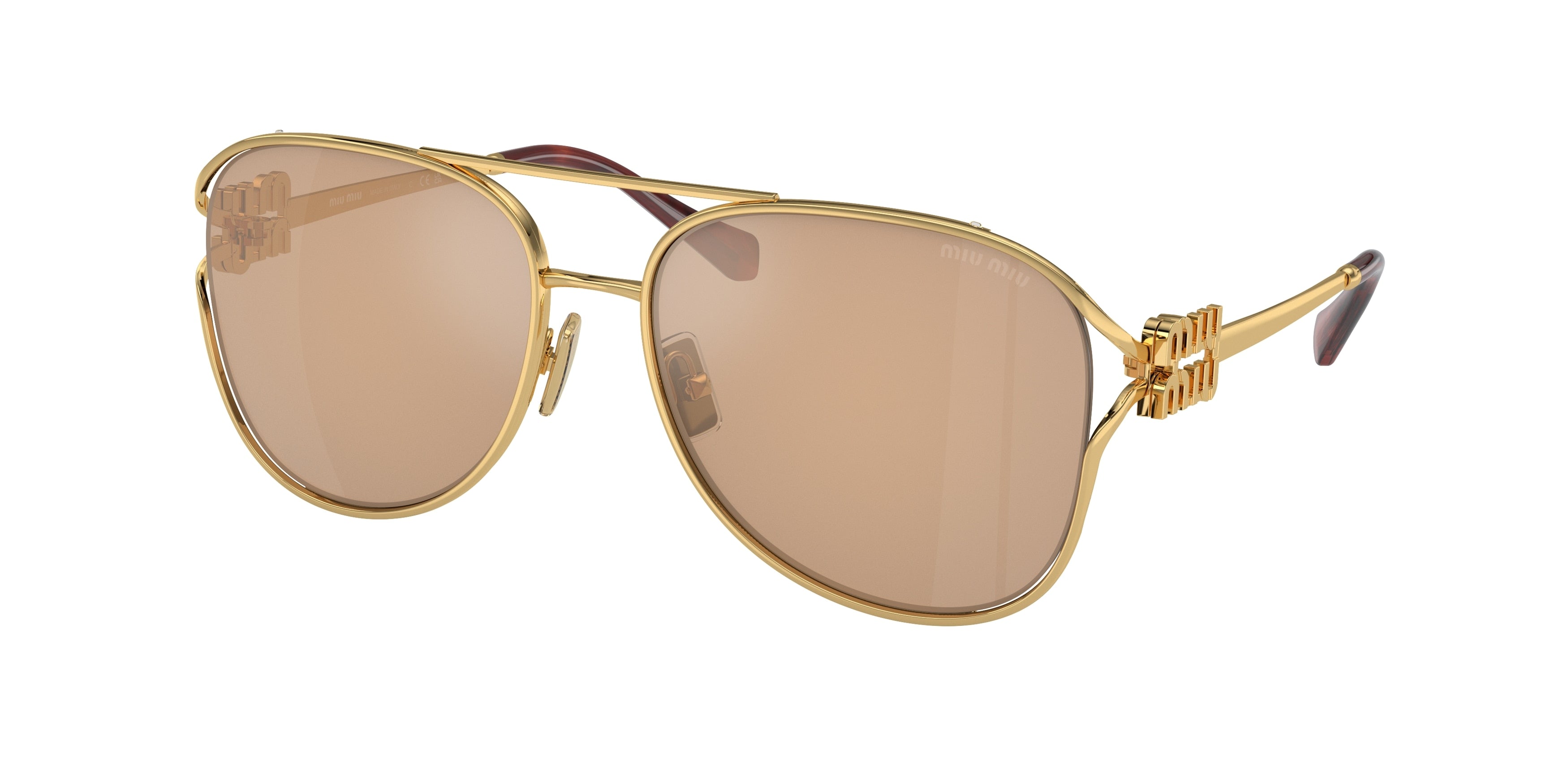 Miu Miu MU52ZS Pilot Sunglasses  5AK40D-Gold 58-130-17 - Color Map Gold