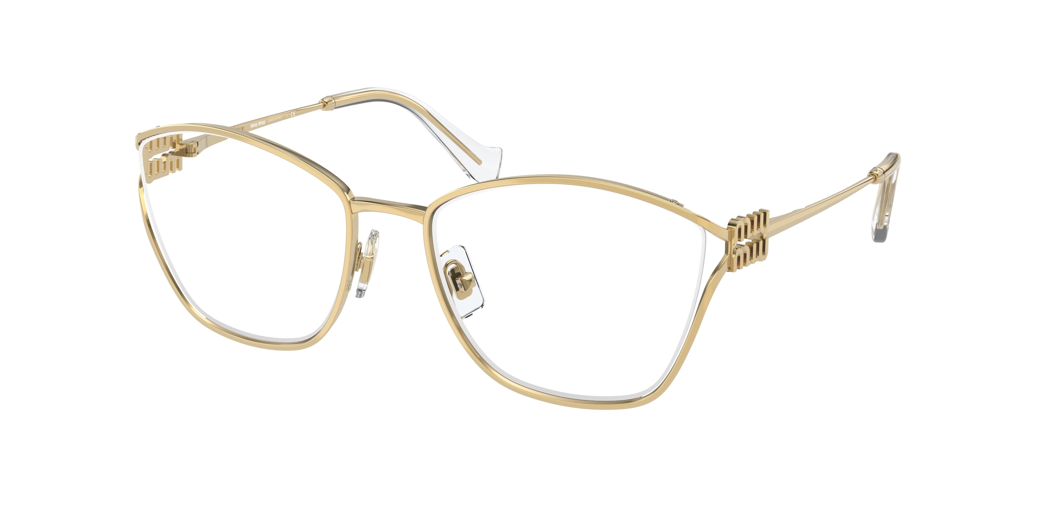 Miu Miu MU53UV Irregular Eyeglasses 5AK1O1-Gold 55-125-19 - Color Map Gold