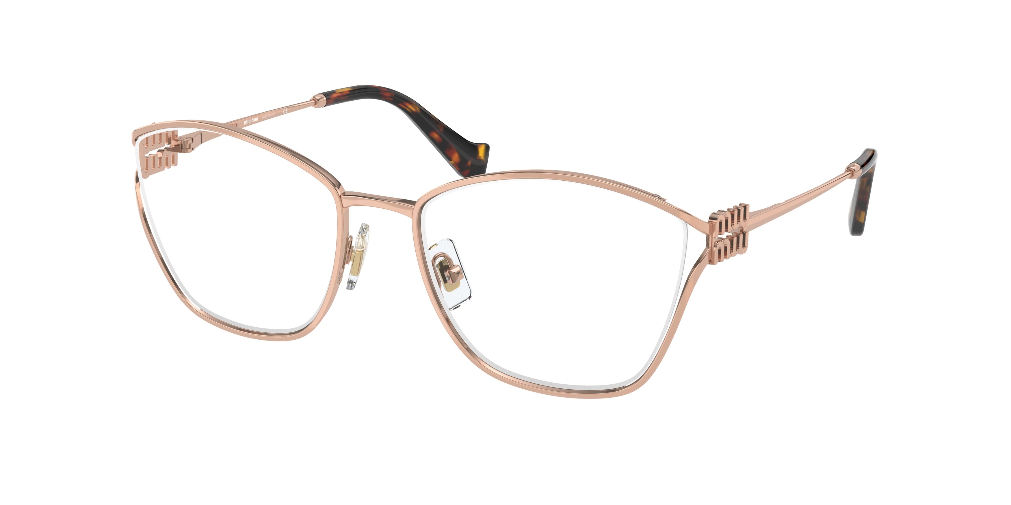 Miu Miu MU53UV Irregular Eyeglasses ZVF1O1-Pink Gold 55-125-19 - Color Map Pink