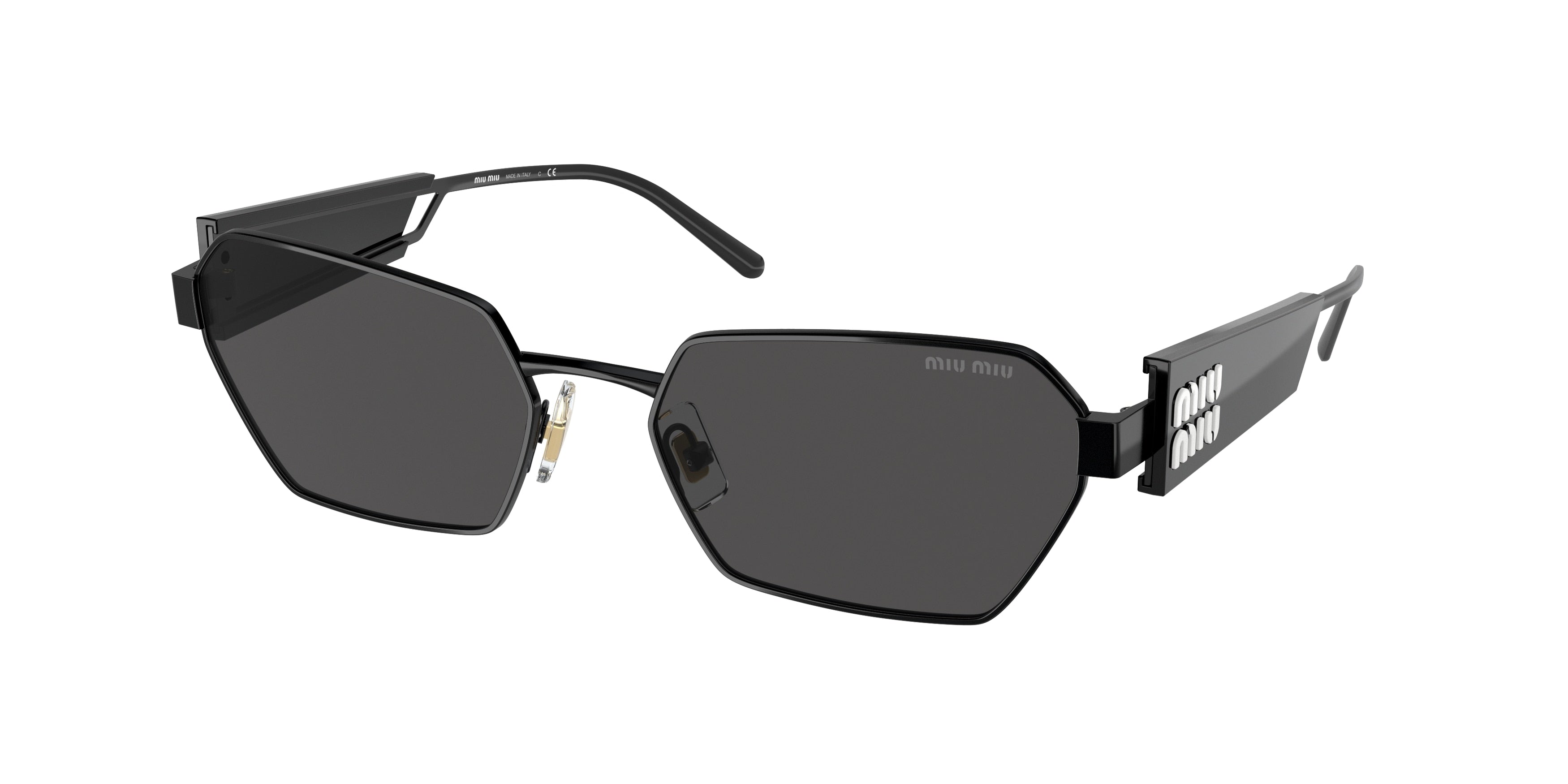 Miu Miu MU53WS Irregular Sunglasses  1AB5S0-Black 58-135-18 - Color Map Black