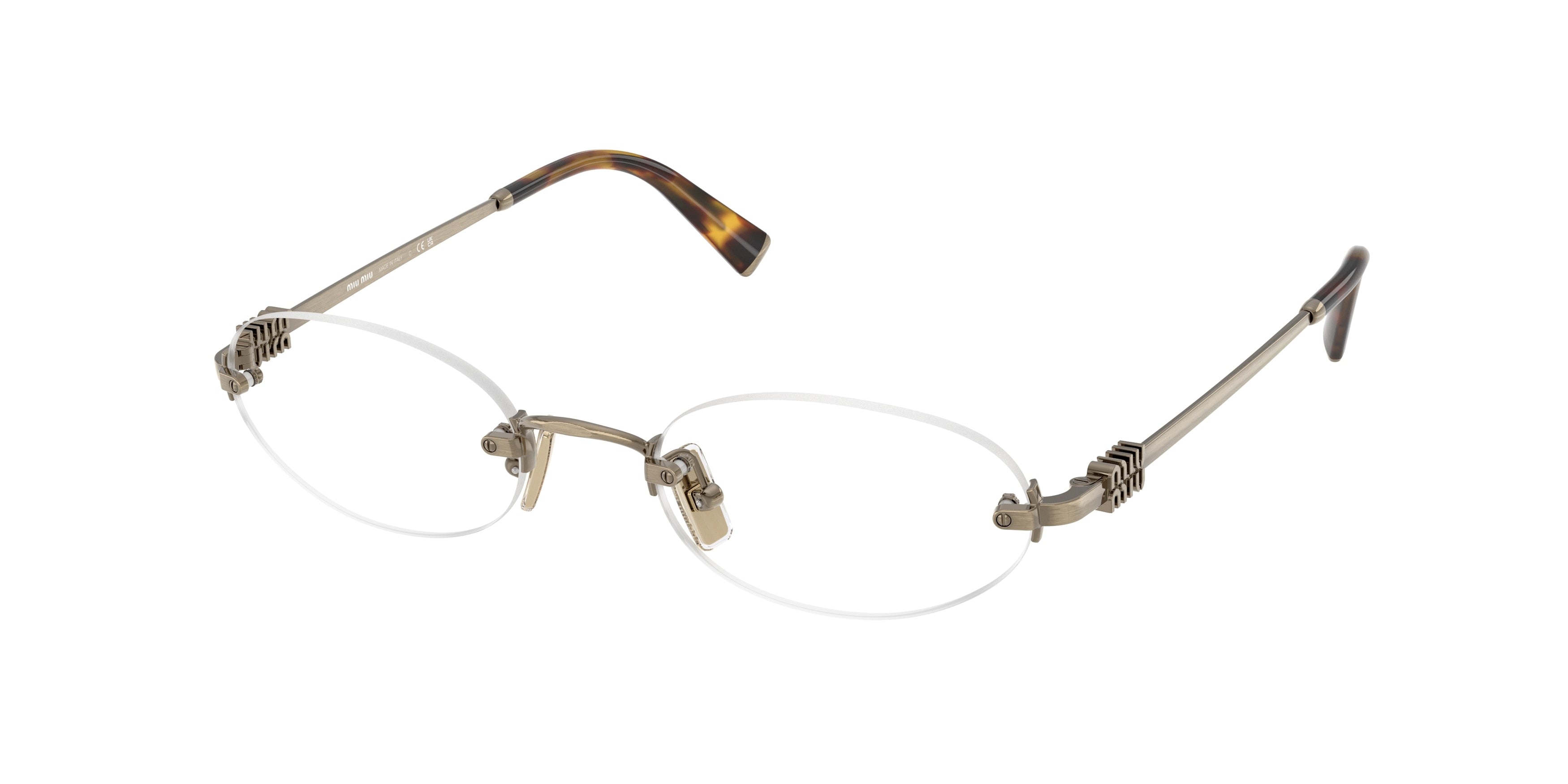 Miu Miu MU53WV Oval Eyeglasses 26C1O1-Old Gold 53-140-20 - Color Map Gold