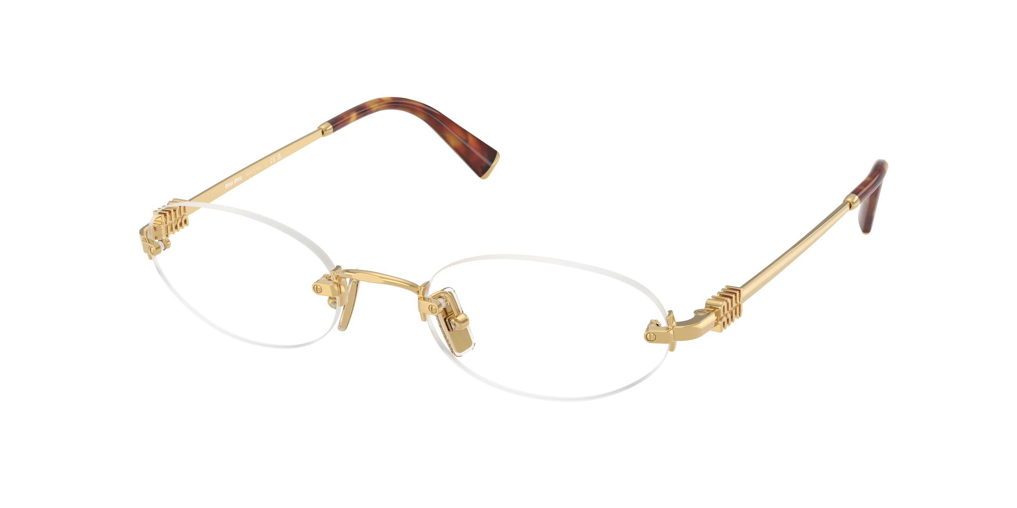 Miu Miu MU53WV Oval Eyeglasses  5AK1O1-Gold 53-140-20 - Color Map Gold