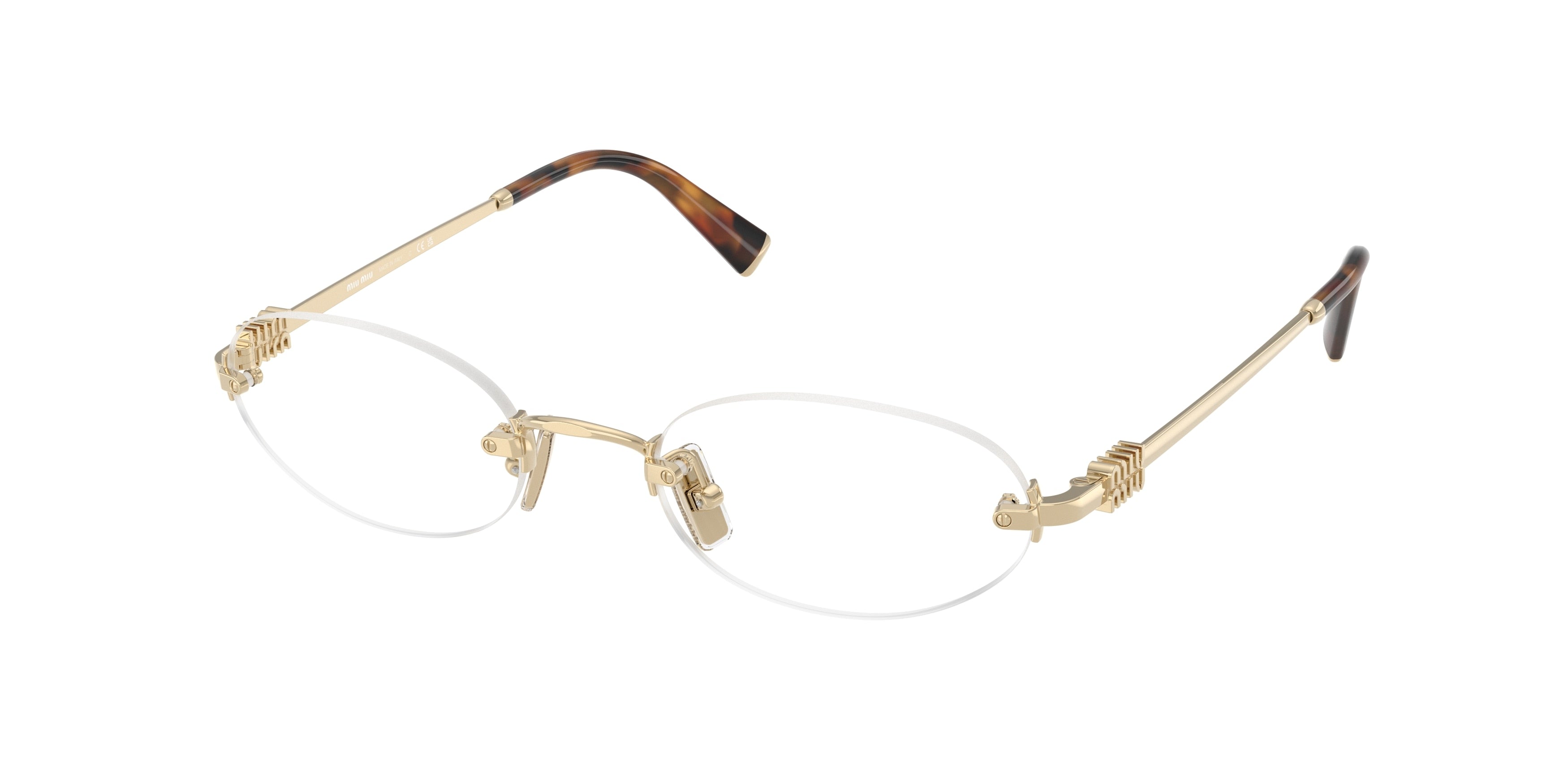 Miu Miu MU53WV Oval Eyeglasses ZVN1O1-Pale Gold 53-140-20 - Color Map Gold