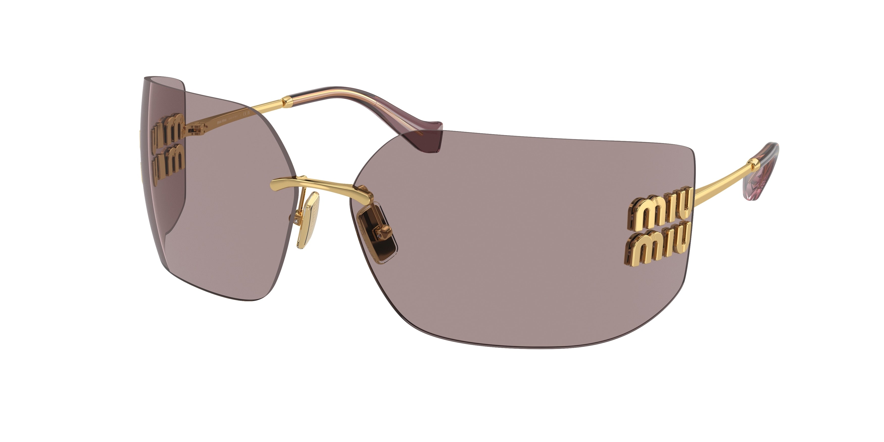 Miu Miu MU54YS Irregular Sunglasses 5AK06I-Gold 80-110-14 - Color Map Gold