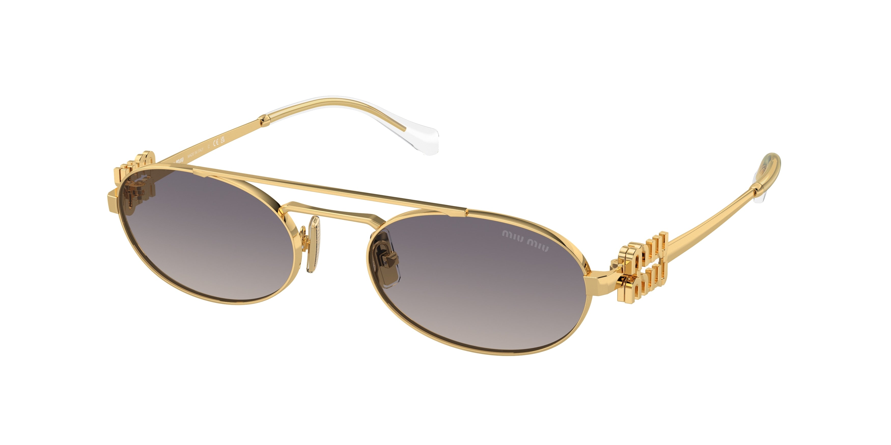 Miu Miu MU54ZS Oval Sunglasses 5AK30C-Gold 53-140-19 - Color Map Gold