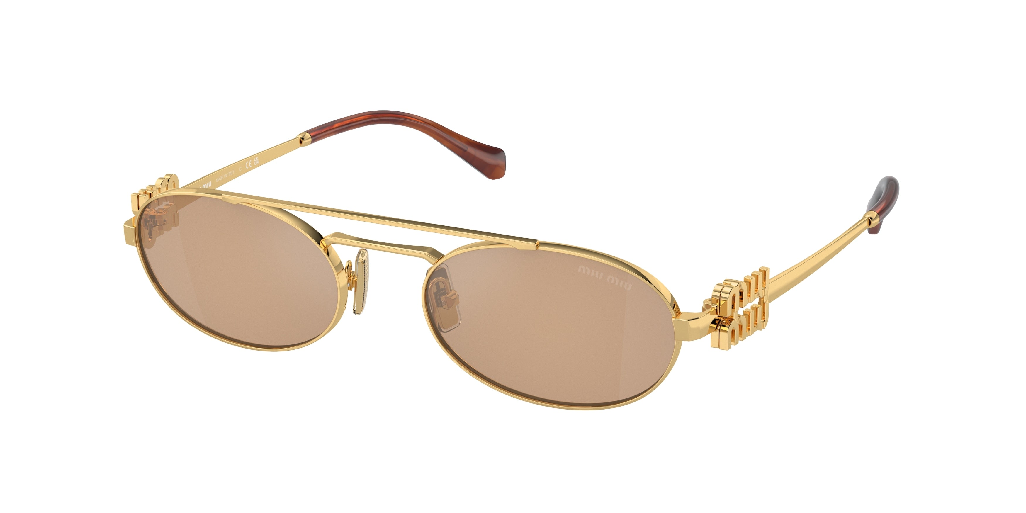 Miu Miu MU54ZS Oval Sunglasses 5AK40D-Gold 53-140-19 - Color Map Gold